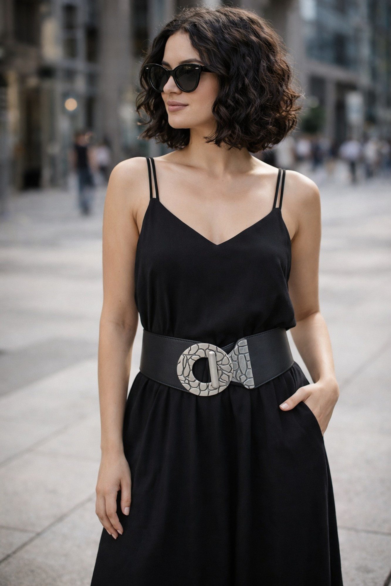 Ella Jonte Stretchgürtel breiter Taillengürtel mit Vintage-Schließe & Stretch-Komfort