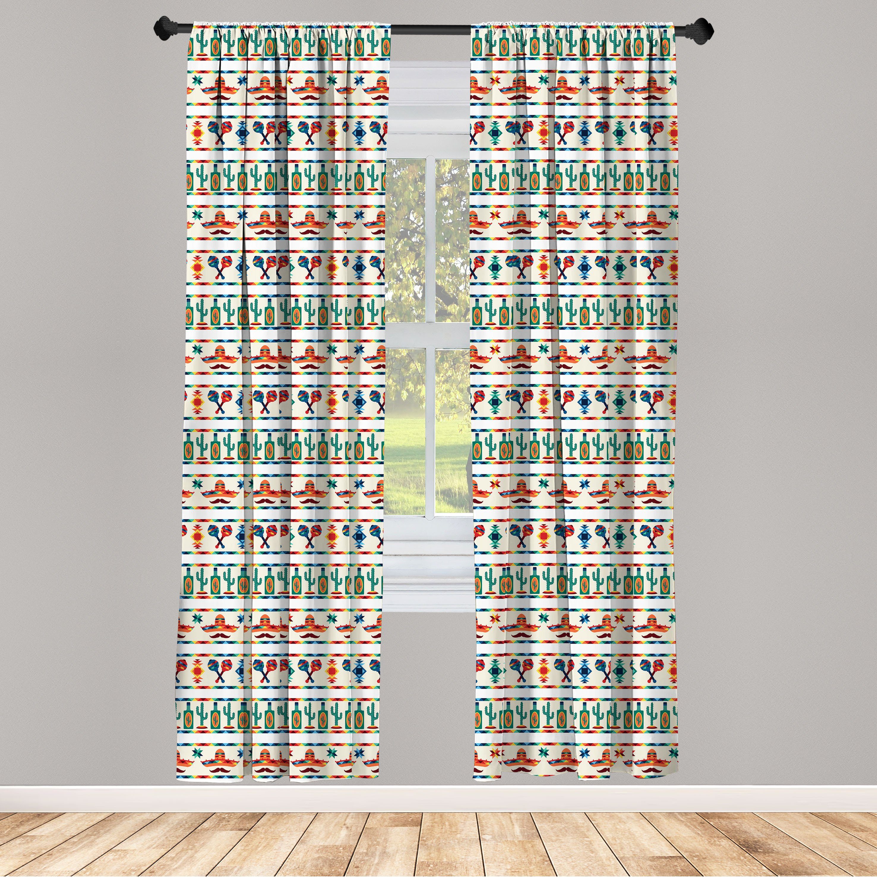 Gardine Vorhang für Wohnzimmer Schlafzimmer Microfaser, kulturelle Mexikaner Einheimische Grenzen Abakuhaus, Dekor