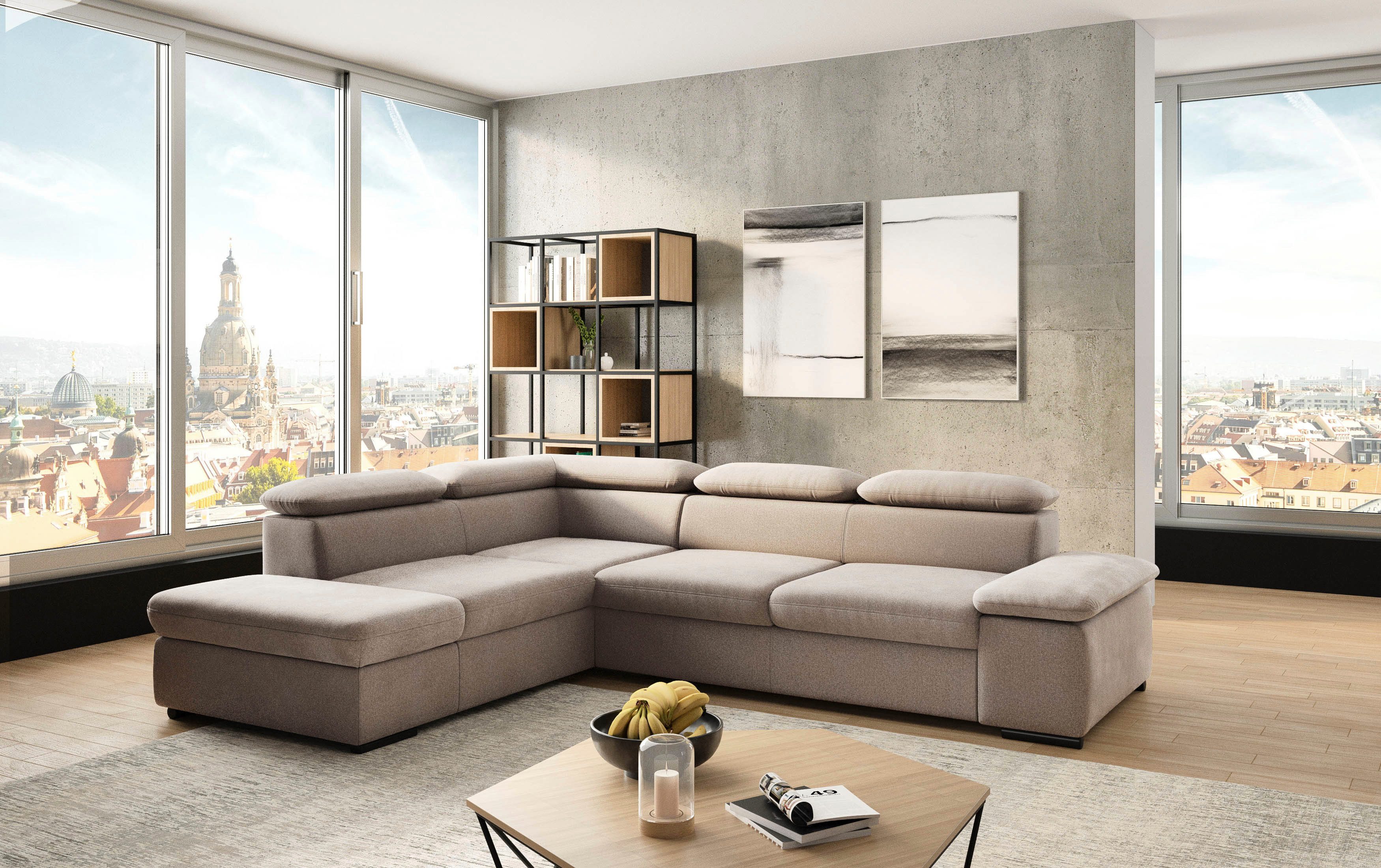 sit&more Ecksofa Alcudia L-Form, B: 272 cm, Arm- und Kopfteilverstellung, Eckcouch, mit Schlaffunktion, Komfortsitz