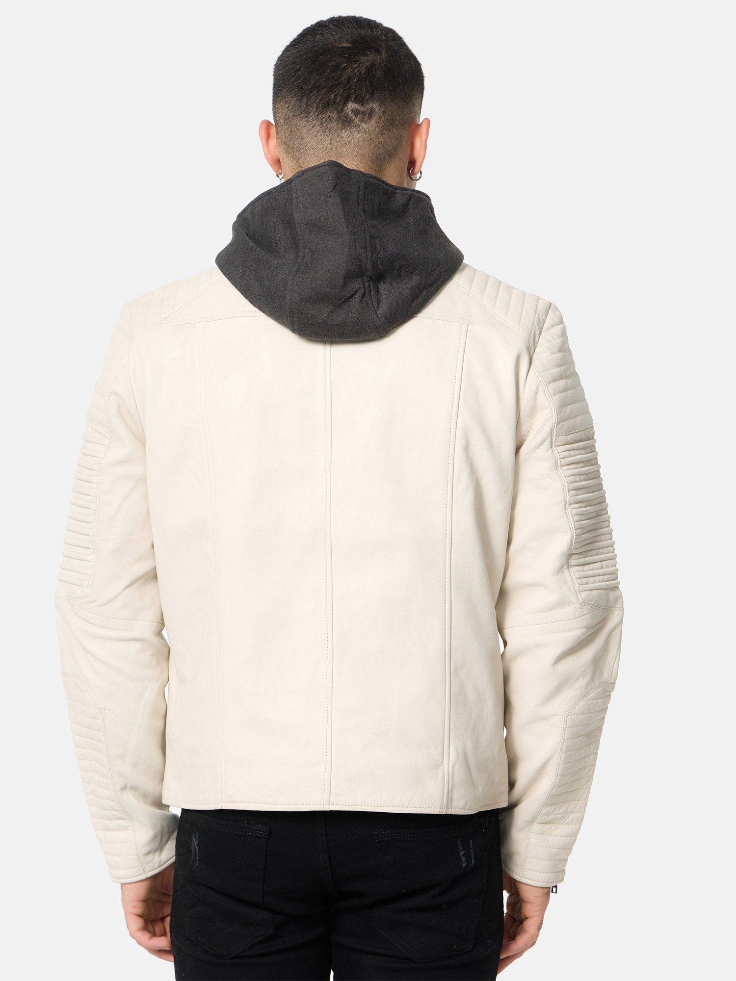 Tazzio Lederjacke A800 Biker-Look mit abnehmbarer Kapuze günstig online kaufen