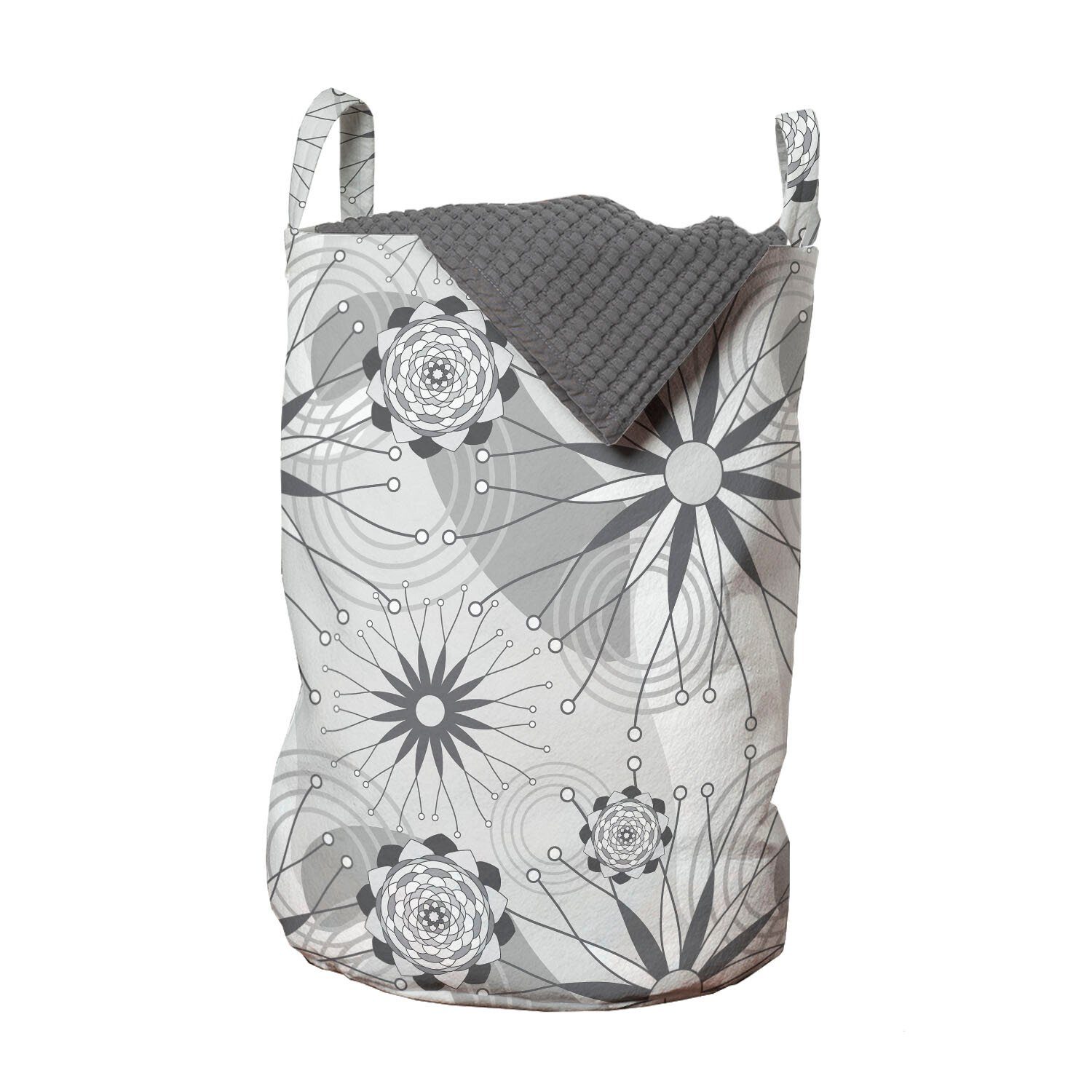 Abakuhaus Wäschesäckchen Wäschekorb mit Griffen Kordelzugverschluss für Waschsalons, Abstrakt Moderne geometrische Blumen