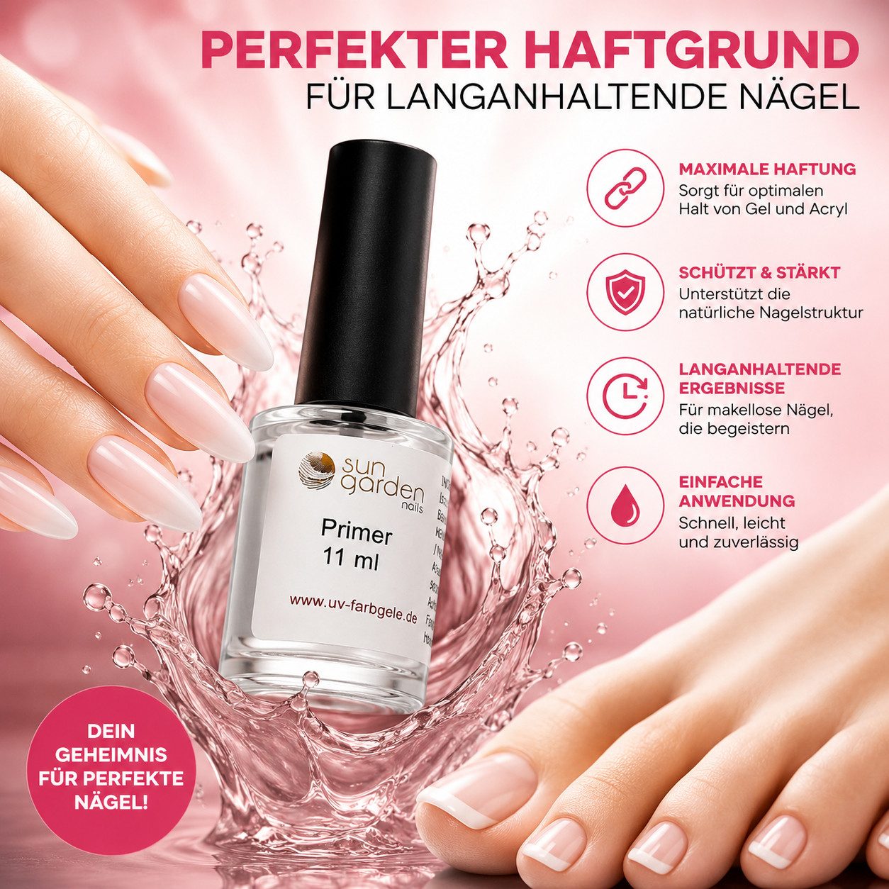 Sun Garden Nails Nageldesign Zubehör Primer 11 ml - Haftvermittler, professionelle Studioqualität