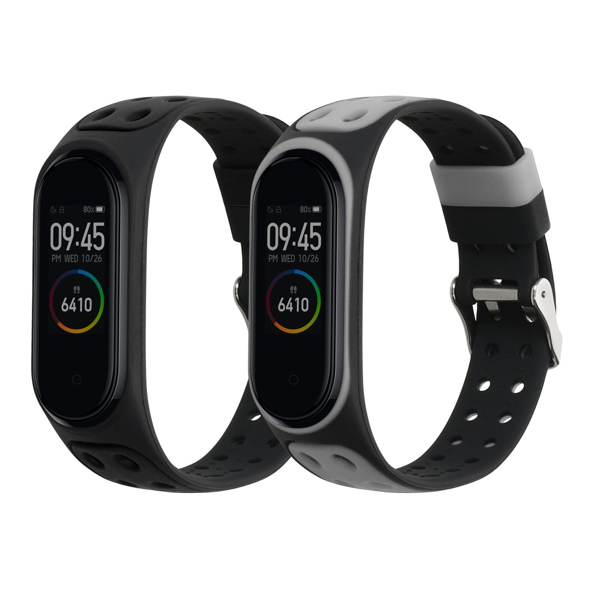 kwmobile 2x Uhrenarmband für Xiaomi Mi Band 4 / Mi Band 3 Armband Smartwatch, 2-tlg., Fitnesstracker Band Set aus TPU Silikon - Ersatzarmband Smartwatch