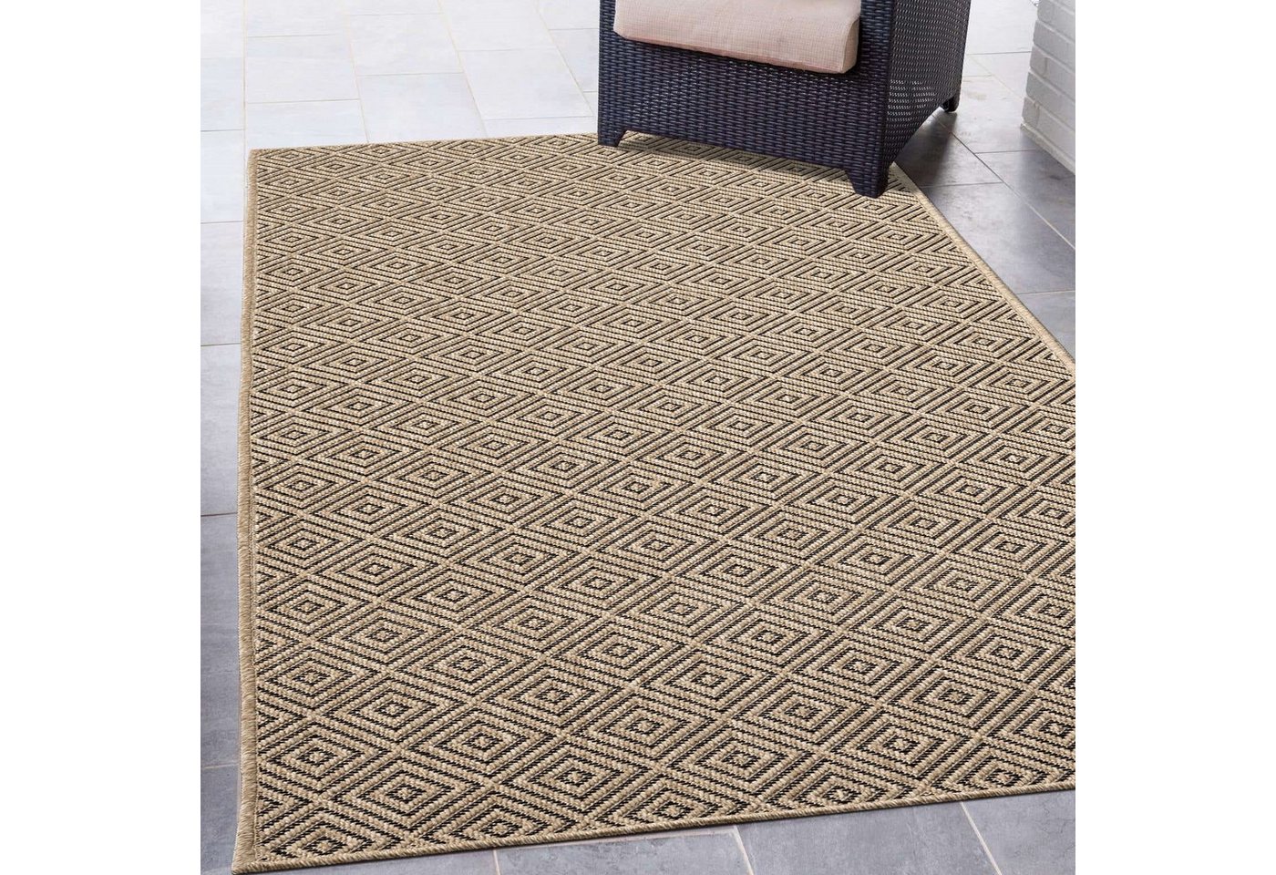 Carpetia Outdoorteppich In- & Outdoorteppich Jute-Look, rechteckig, Höhe: 5 mm, robuste Struktur wetterfest & pflegeleicht