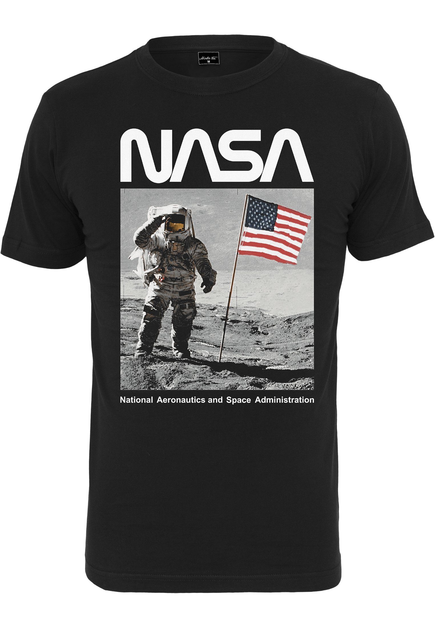 Kurzarmshirt MisterTee black Herren (1-tlg) NASA Moon Tee Man