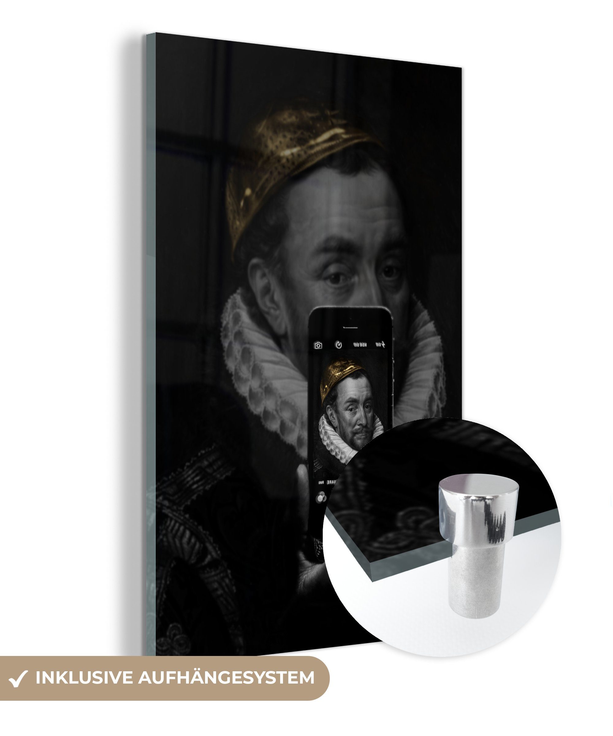 MuchoWow Acrylglasbild Wilhelm von Oranien - Adriaen Thomasz - Smartphone, (1 St), Glasbilder - Bilder auf Glas Wandbild - Foto auf Glas - Wanddekoration bunt