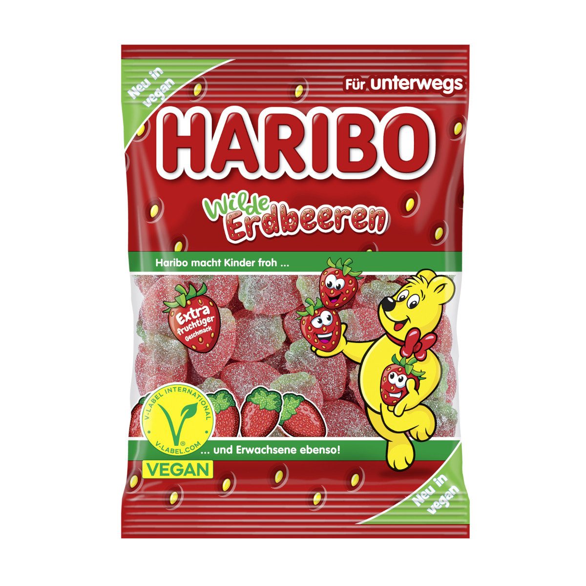 HARIBO Süßigkeit, Haribo Wilde Erdbeeren Sauer Fruchtgummi Packung 100g
