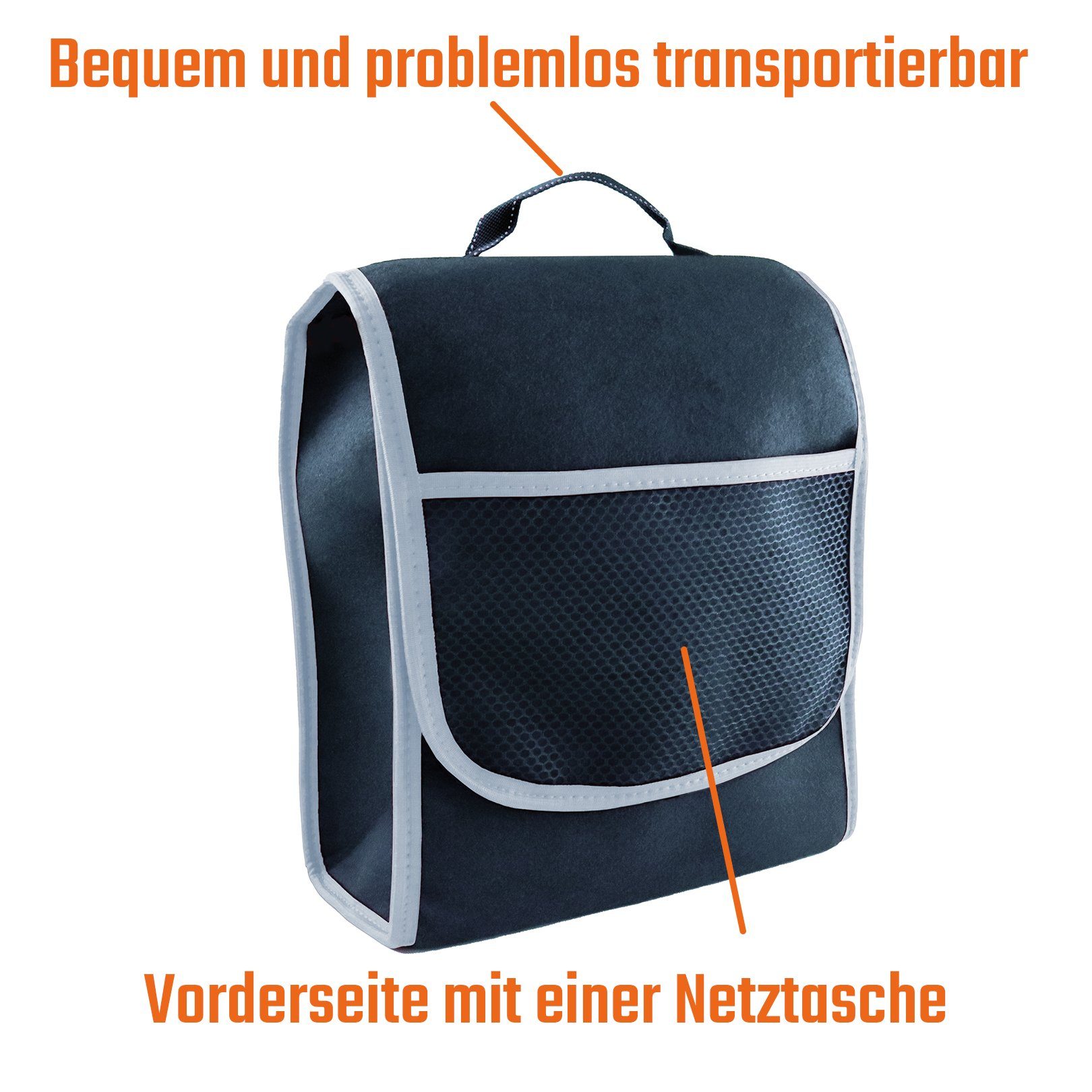 L & P Car Design Organizer Kofferraumtasche Auto in schwarz mit grauem Saum – Bild 5 von 5