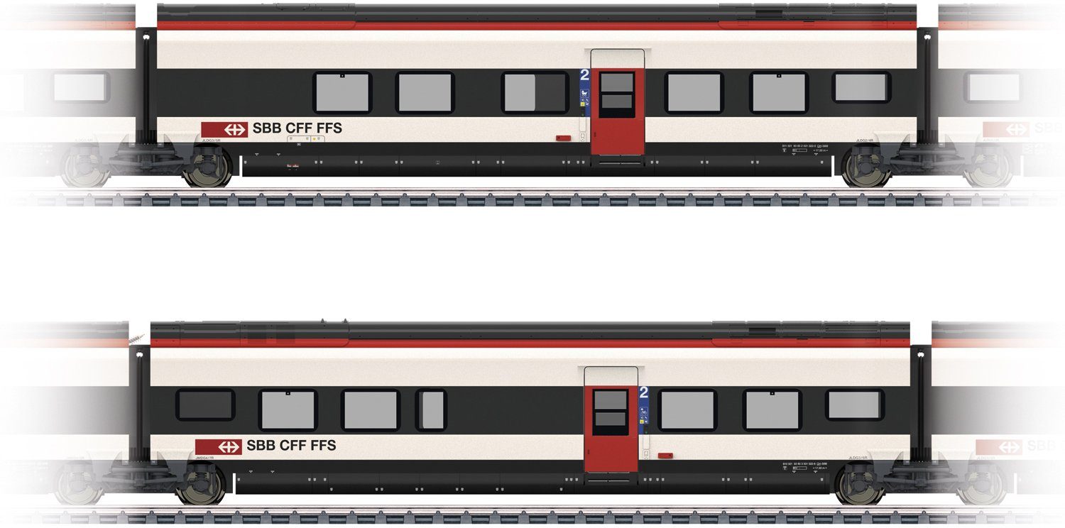 Märklin Personenwagen Ergänzungswagen-Set 1 zum RABe 501 Giruno - 43461, Spur H0, mit Lichteffekten; Made in Europe