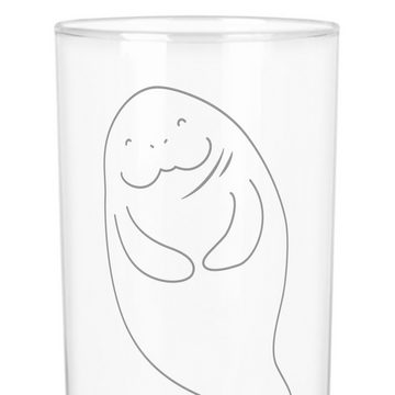 Mr. & Mrs. Panda Glas 400 ml Seekuh Happy - Transparent - Geschenk, Urlaub, Glas, Zufrieden, Premium Glas, Inspirierende Gravur
