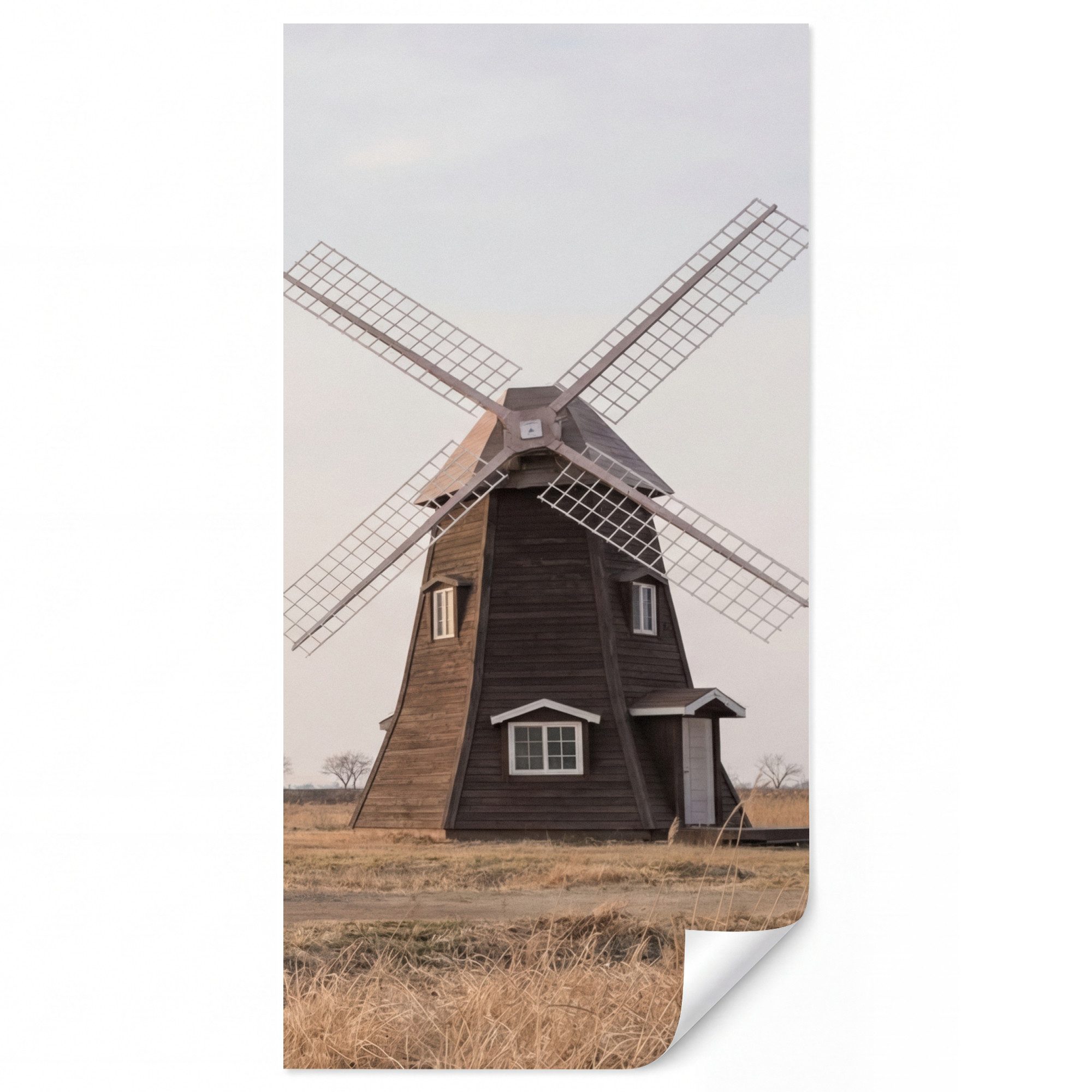 OnlyWow Fototapete Windkraftanlagen - Landschaft - Feld, Matt, bedruckt, Modern, Wanddekoration, Vinyl Tapete 140x260cm
