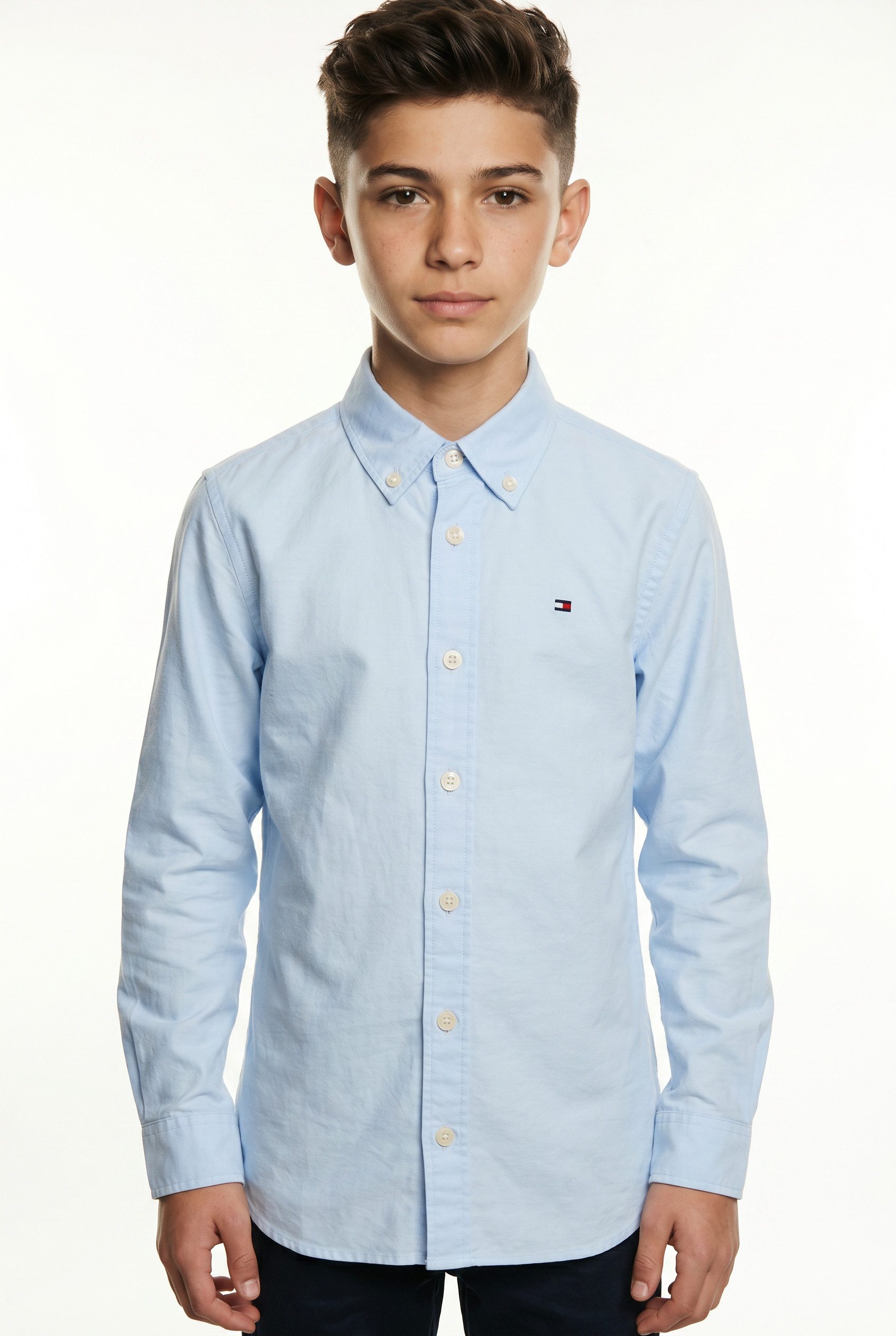 Tommy Hilfiger Langarmhemd FLAG OXFORD SHIRT Kinder bis 16 Jahre mit Button-Down-Kragen