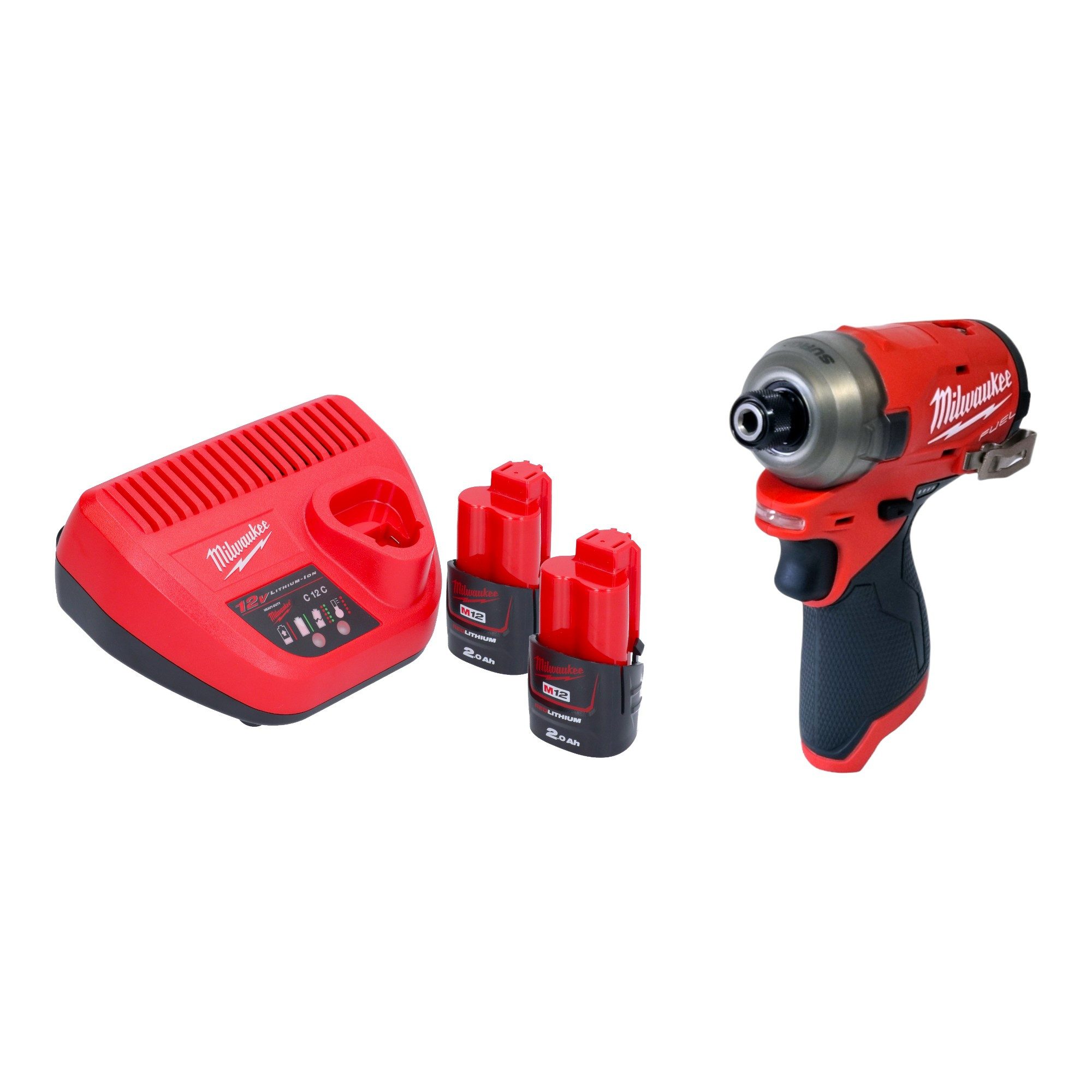 Milwaukee Akku-Schlagschrauber M12 FQID-202 12 V 50 Nm 1/4" Brushless + 2x Akku 2,0 Ah + Ladegerät