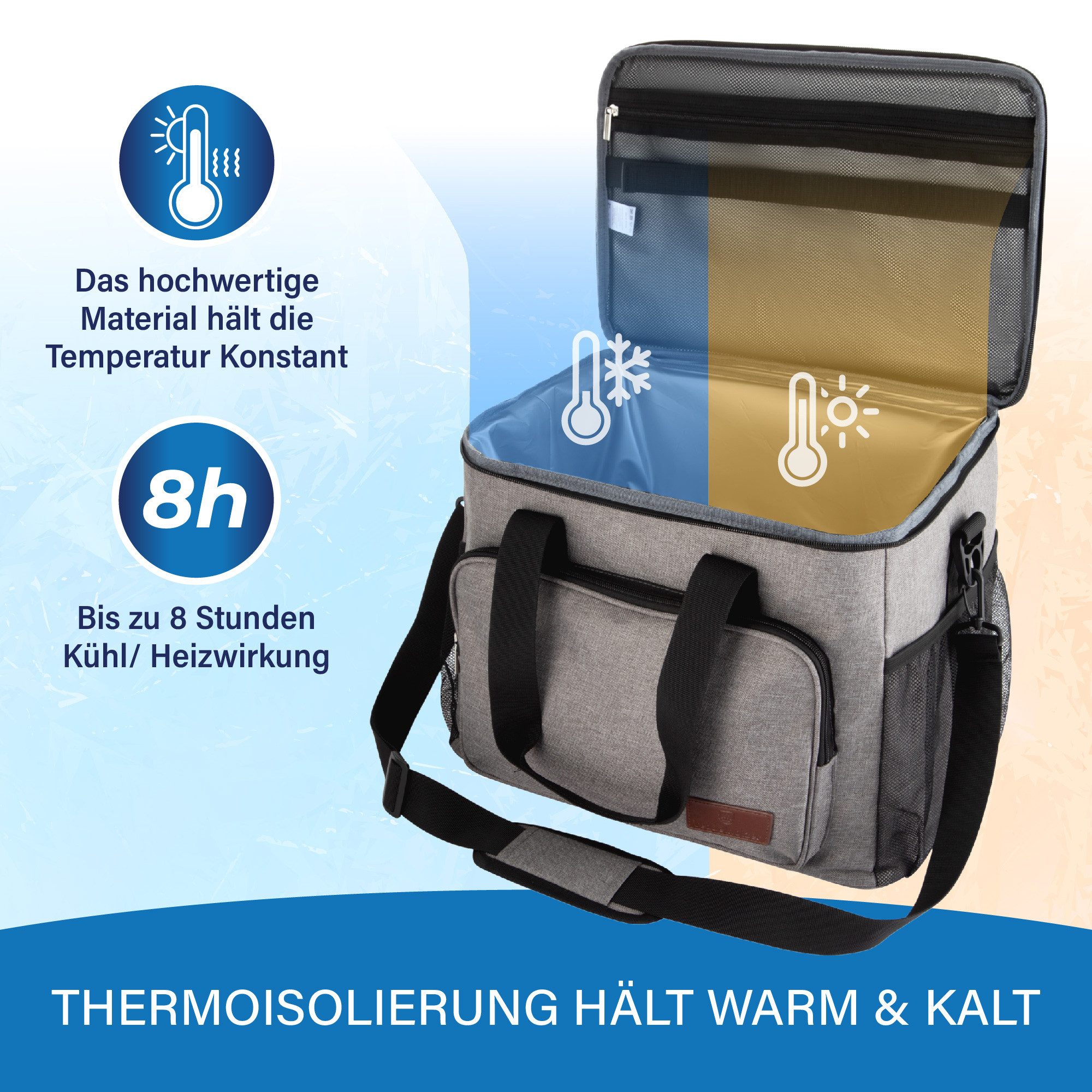 Veddelholzer Picknicktasche 33L XXL Kühltasche Picknicktasche Tragegurt Isolierte Faltbare Kühlbox (Lunchbox, Tragetasche für Picknick, Strand & Camping), Große – Bild 3 von 5