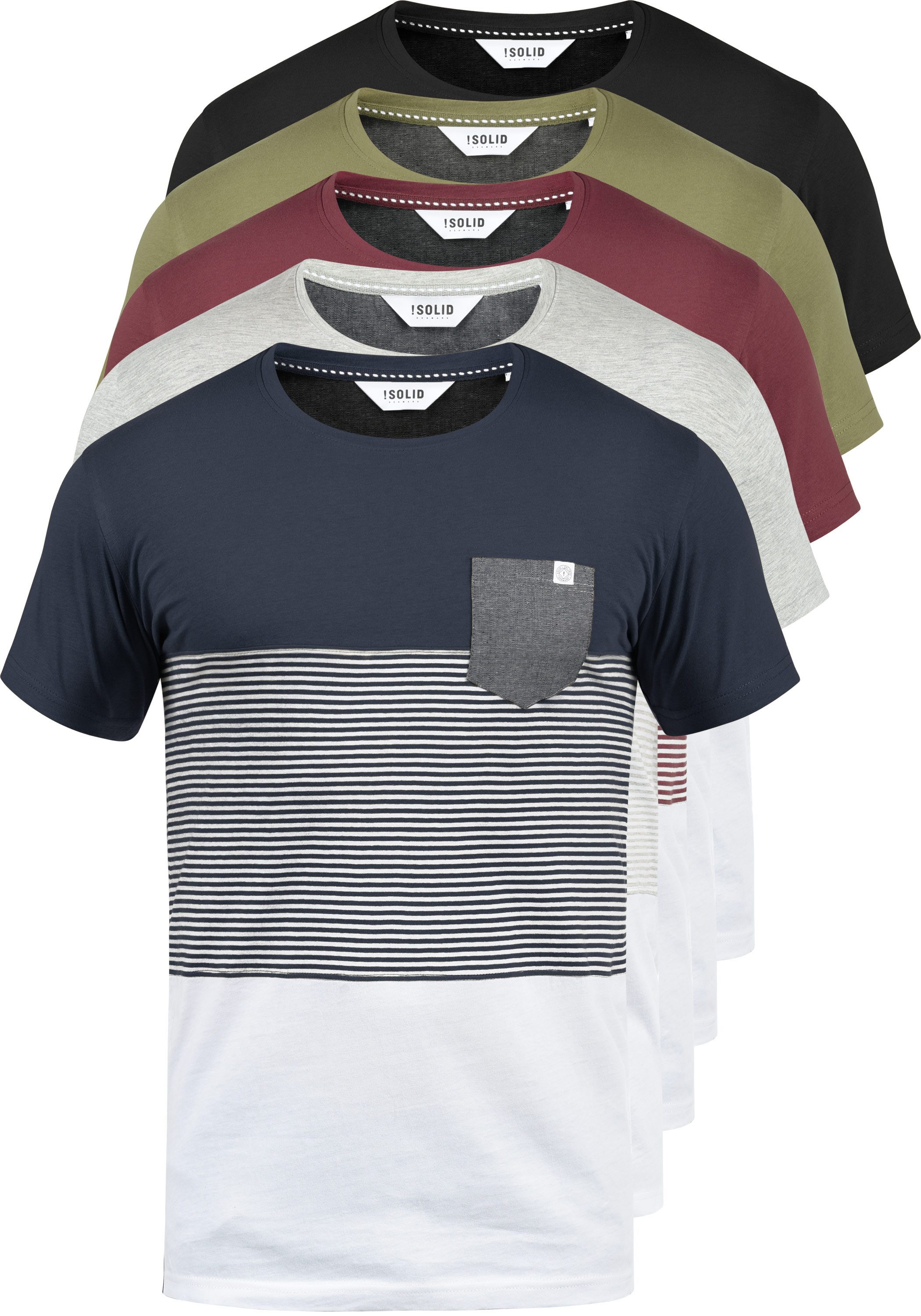 !Solid Rundhalsshirt SDMalte Kurzarmshirt mit Streifen und Brusttasche