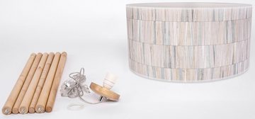 Home affaire Stehlampe Pölsen, ohne Leuchtmittel, Dreibein aus Massivholz, mit Lampenschirm aus Tapete, Made in Europe