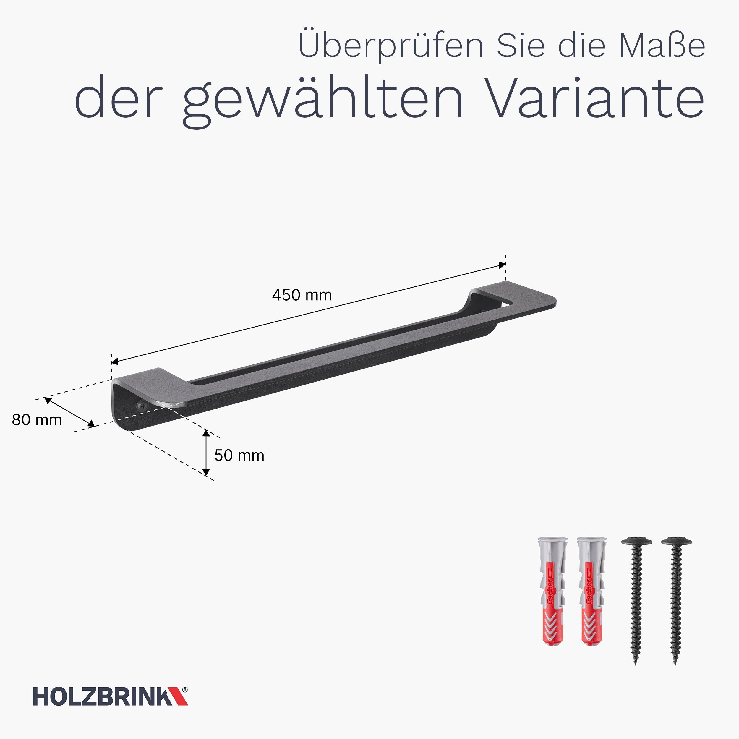 pulverbeschichtet, Rohstahl Handtuchstange HOLZBRINK massiv Industriestahl, pulverbeschichtet, HLW Handtuchhalter mit massive Ausführung Industriestahl Klarlack