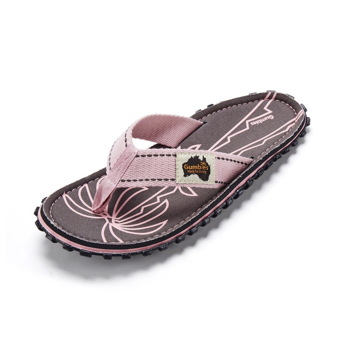 Gumbies Zehensandalen Original Flip Flops Palm Leaf Pink rosa/braun Damen Badeschuh – Bild 4 von 5