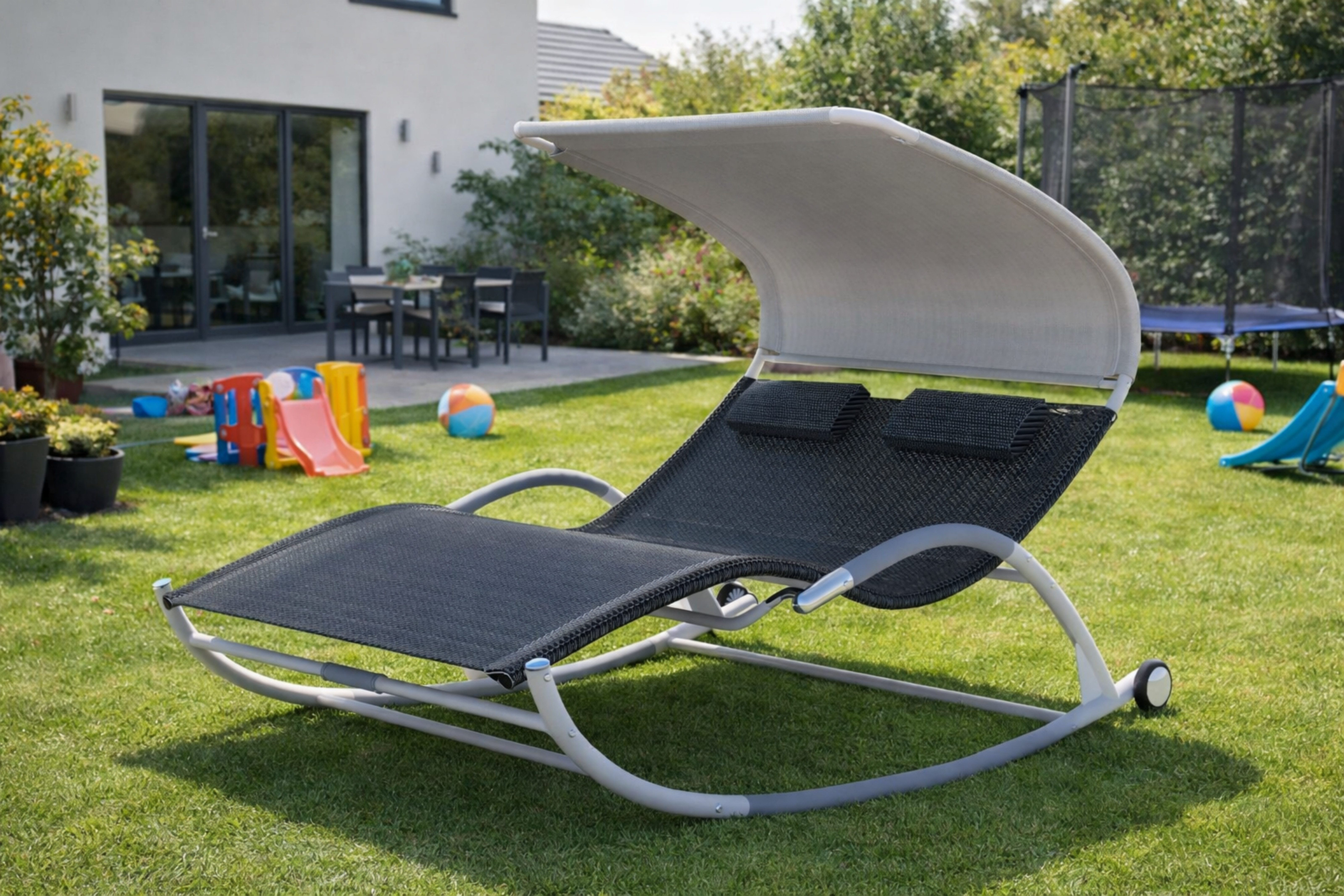 Leco Doppelliege Sonnenliege Gartenliege Schaukelliege Relaxliege Hängeliege EDDA, Ergonomisch geformt