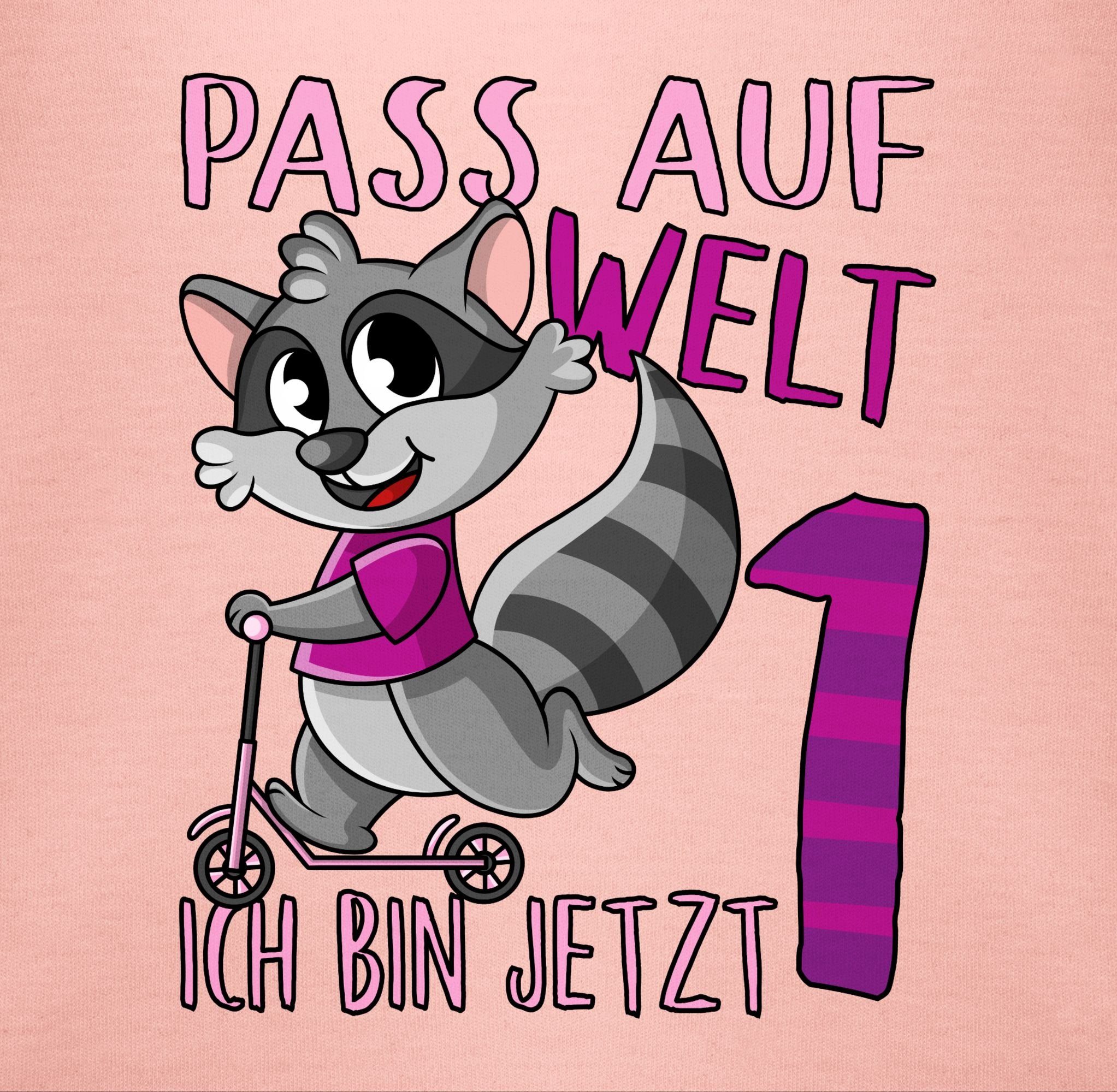 Shirtracer T-Shirt Pass auf 1. eins 1 Babyrosa Welt Geburtstag rosa - ich jetzt bin