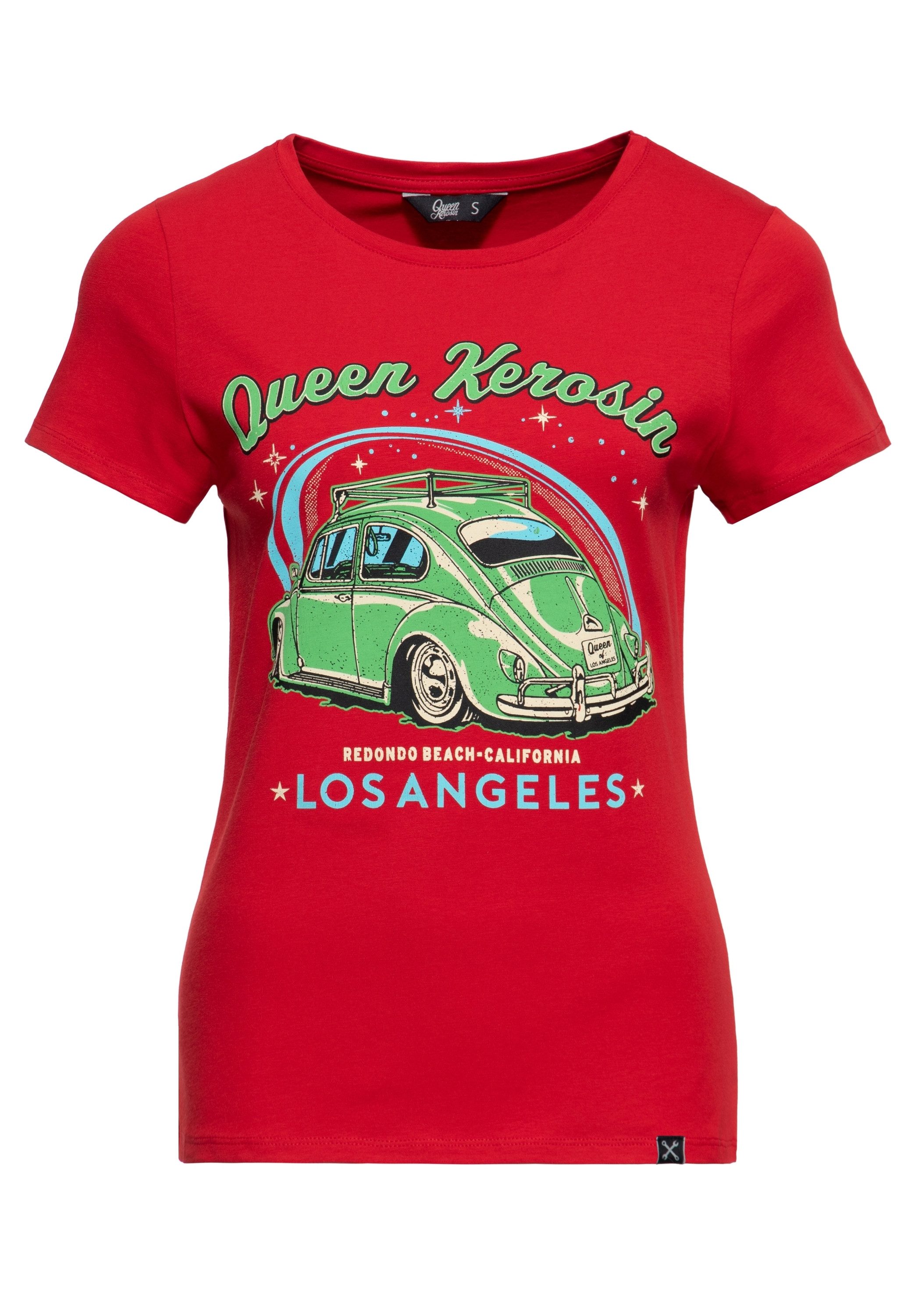 QueenKerosin Print-Shirt Los Angeles (1-tlg) mit Oldtimer-Print
