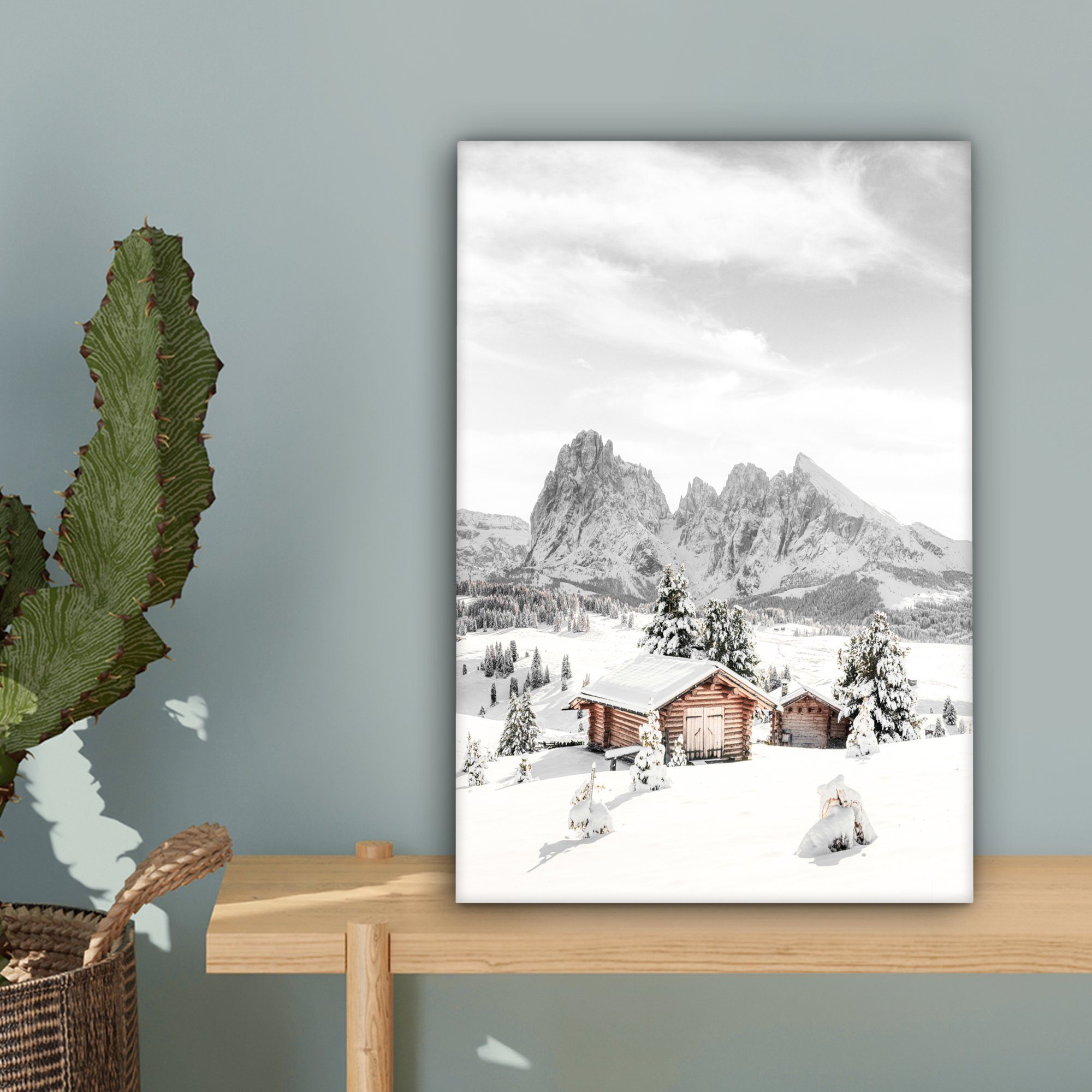 OneMillionCanvasses® Leinwandbild Winter - Berge - Landschaft - Schnee, Fotodruck (1 St), Leinwand Canvas Wandbild, Wanddekoration 20x30 cm – Bild 3 von 5