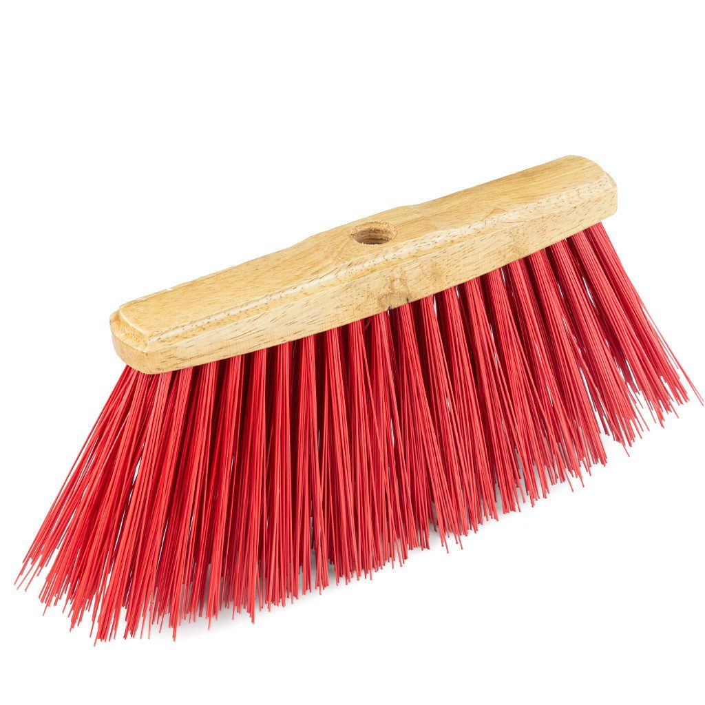 Prima-Online Straßenbesen Straßenbesen Kehrbesen 25-35cm Holzbesen rot PET ohne/mit Stiel 120 cm