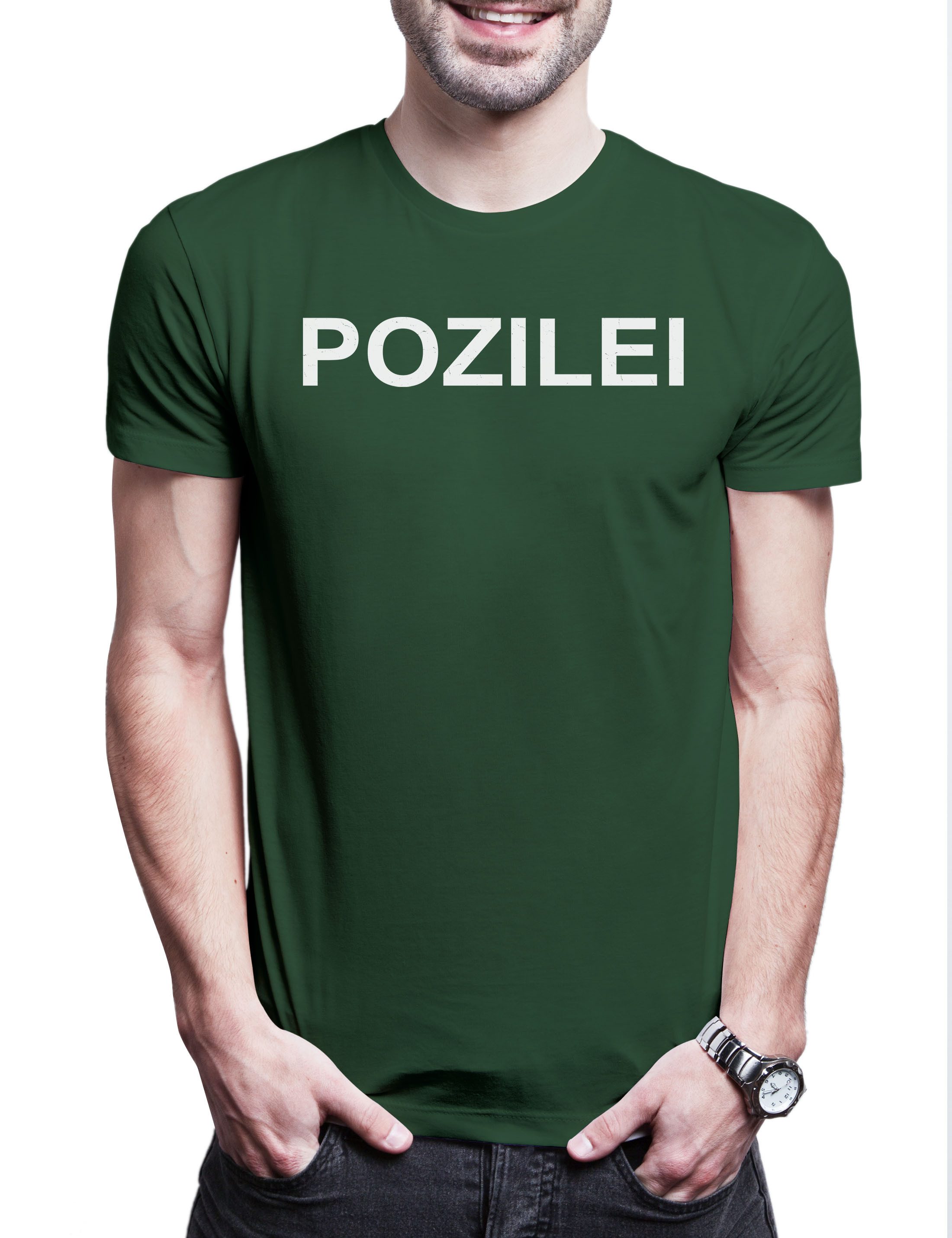 Print-Shirt Pozilei Herren T-Shirt Polizei Fun Kostüm Fasching Karneval
