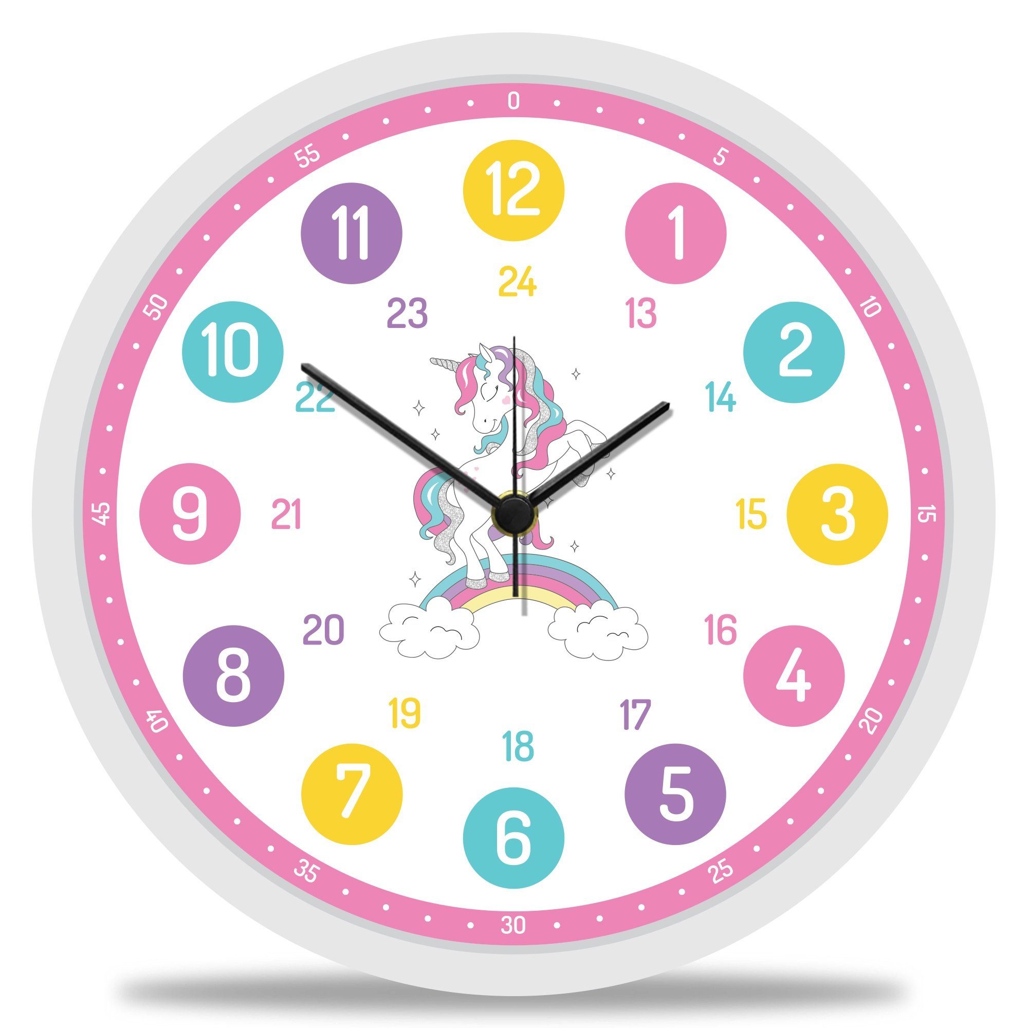GRAVURZEILE Wanduhr GRAVURZEILE Wanduhr Kinder Einhorn Motiv - Geräuscharm günstig online kaufen
