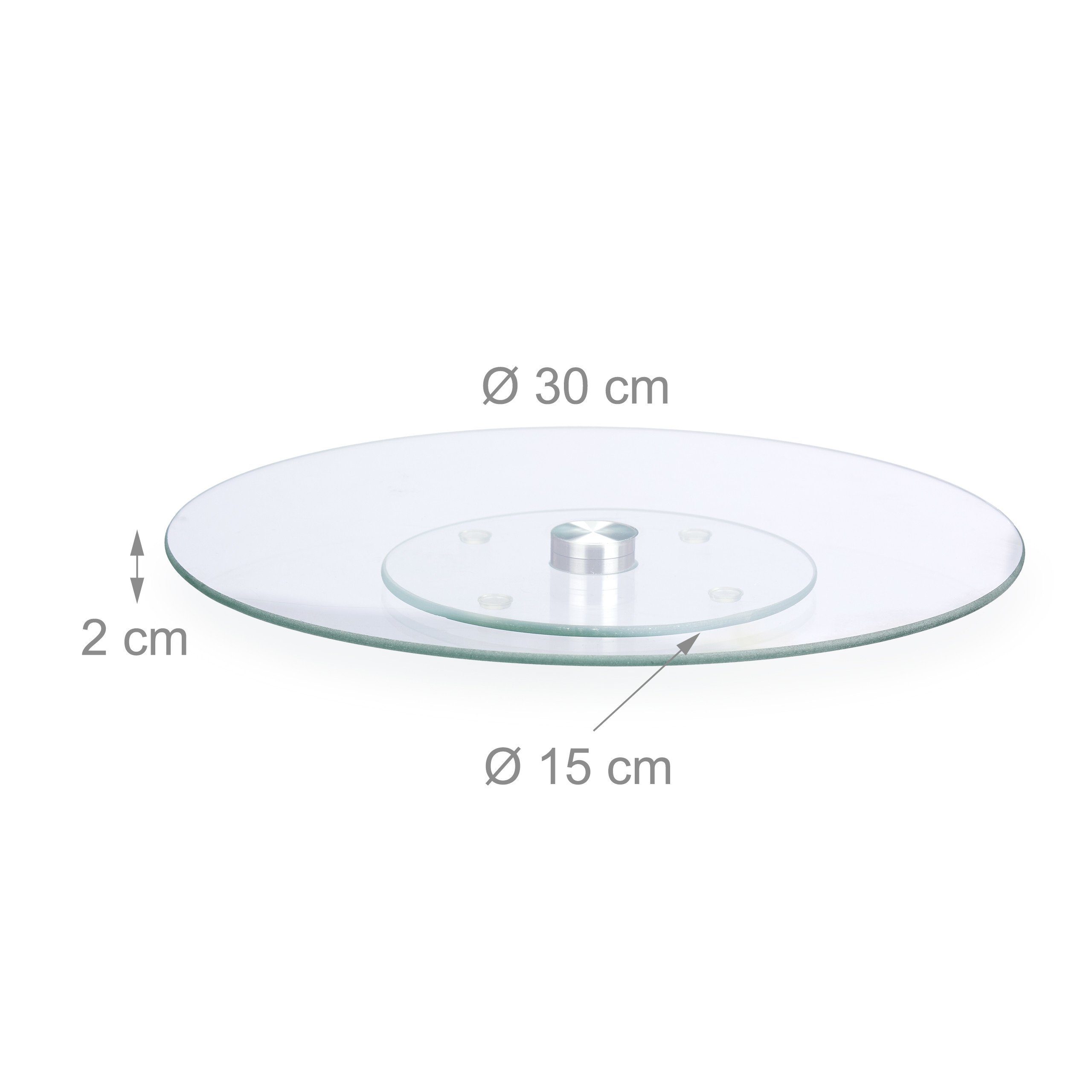 relaxdays Tortenplatte 2 x Glas, Tortenplatte Glas Drehbare