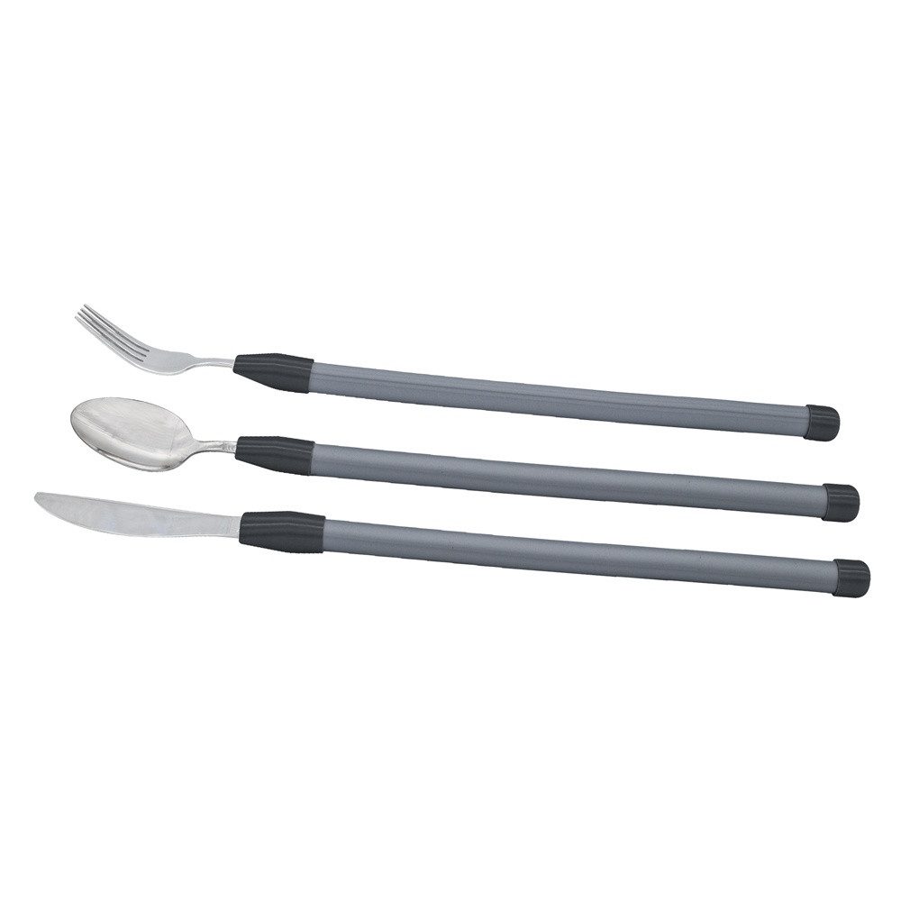 Ornamin Besteck-Set Edelstahl Besteck-Set mit biegsamen Griffen, Esshilfe l Selbstständig essen l Flexibler Griff l Alltagshilfe
