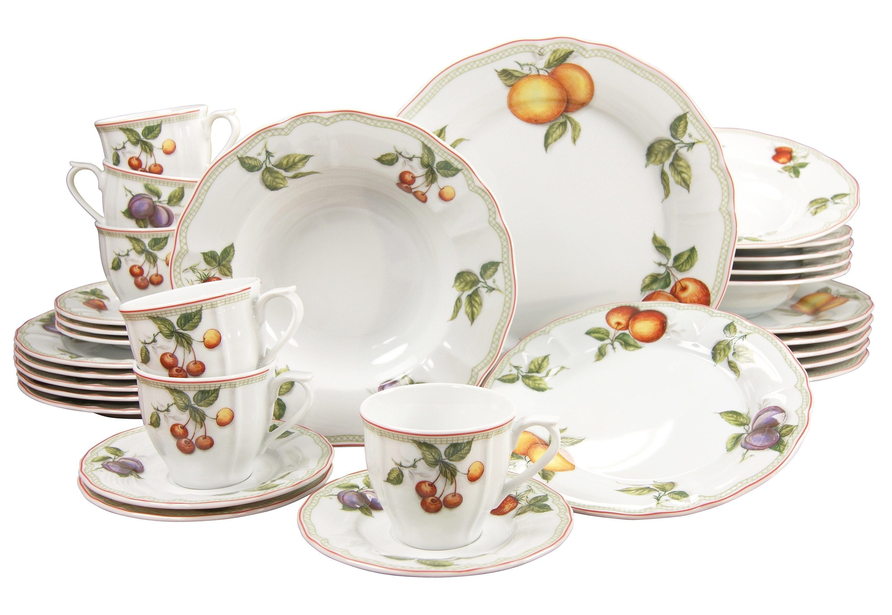 CreaTable Комбіноване обслуговування Geschirr-Set Flora Orchard (30-tlg), 6 Personen, Porzellan, Service, 30 Teile, für 6 Personen