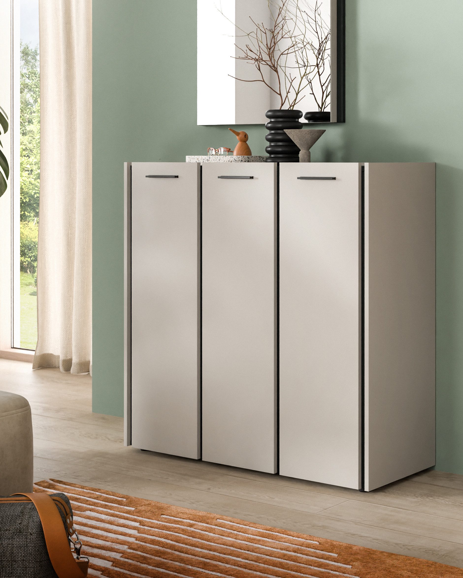 Home affaire Schuhkommode RAK, Breite 113 cm, viel Stauraum, 2 Türen, 18 Fächer, 15 Fachböden (bietet Platz für ca. 54 Schuhe), Kommode, Schuhschrank, Garderobenschrank, Schrank, Flurschrank
