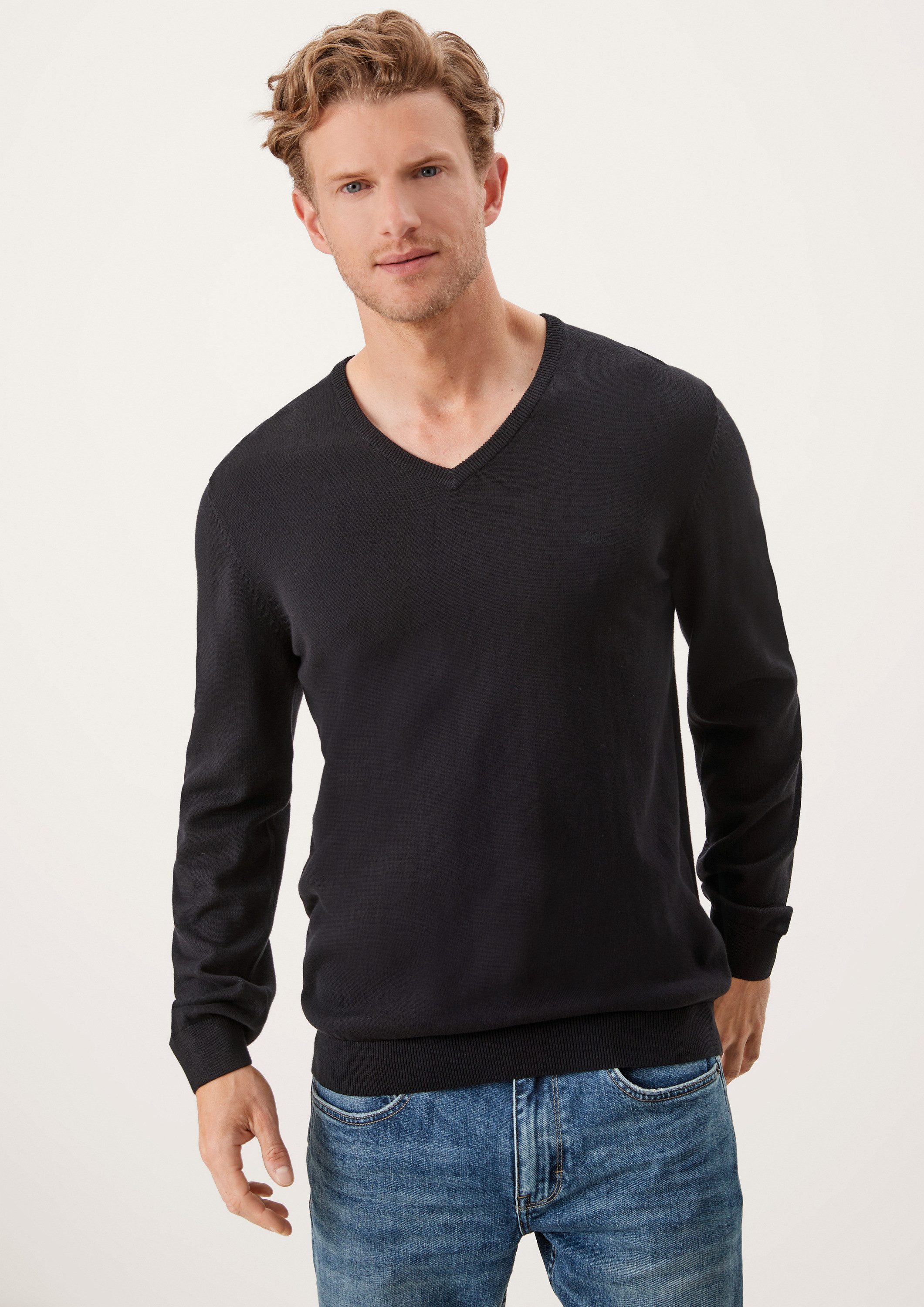 s.Oliver Longpullover Strickpullover Feinstrickpulli mit V-Ausschnitt günstig online kaufen