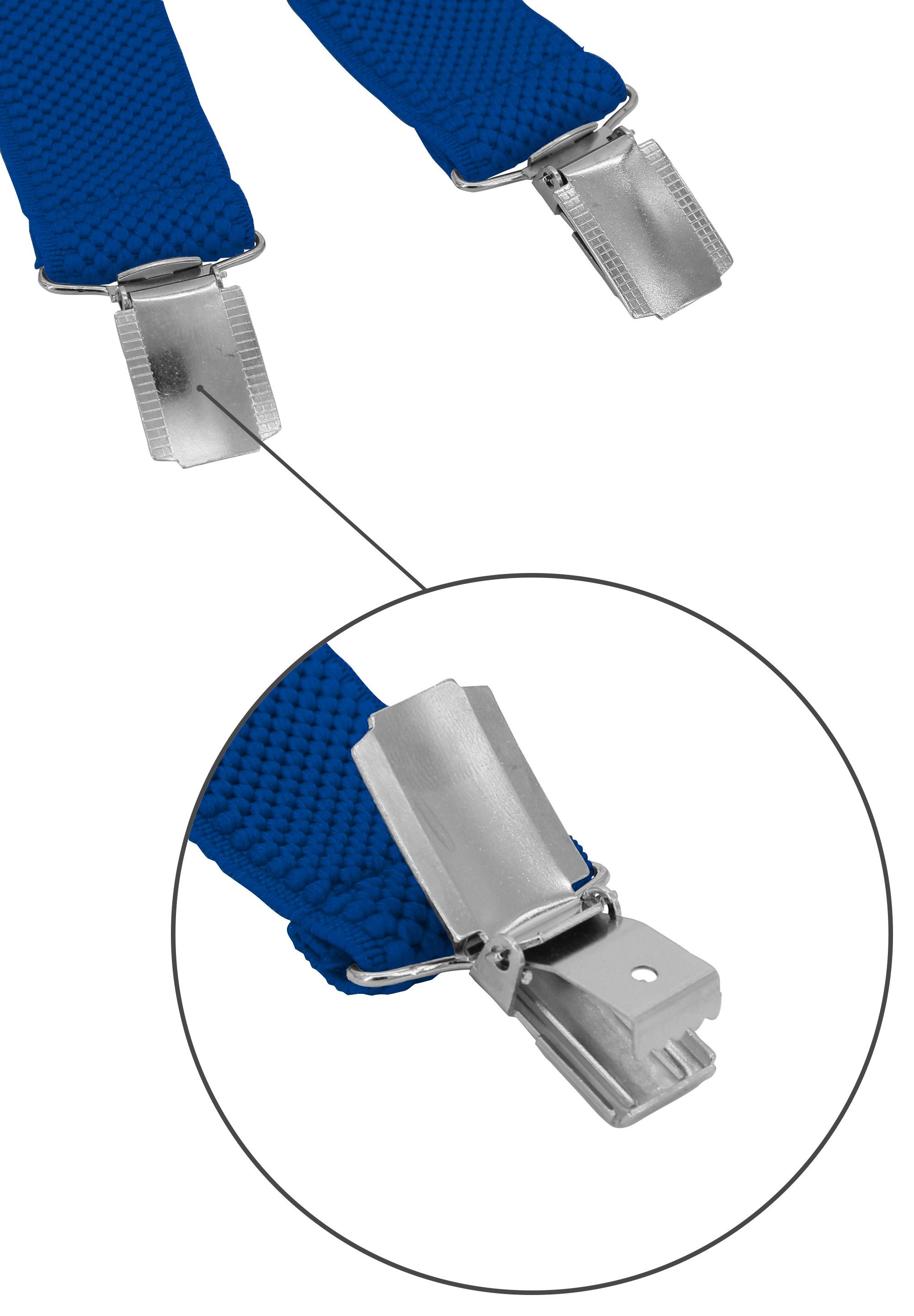 Fabio Farini Hosenträger Schmales Y-Design mit 2,5cm Breite verstellbar mit extra starken Clipverschluss, Royalblau