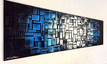 WandbilderXXL XXL-Wandbild Ocean Cubes 210 x 60 cm, Abstraktes Gemälde, handgemaltes Unikat