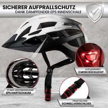 Dunlop Fahrradhelm Fahrradhelm mit Licht 3 Größen 3 Farben