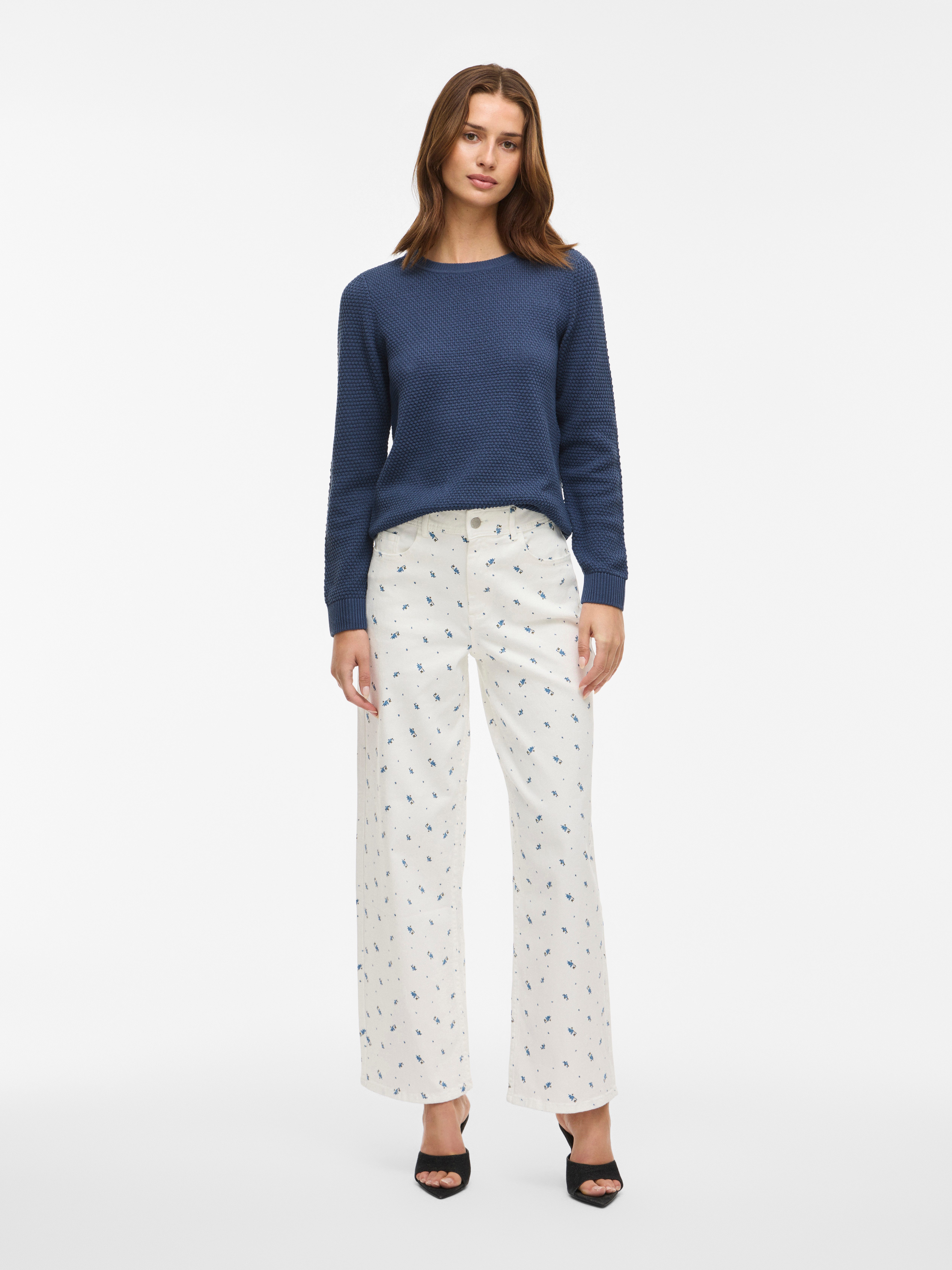 Vila Rundhalspullover VIDALO O-NECK L/S KNIT TOP- NOOS Baumwolle, regular fit – Bild 4 von 5