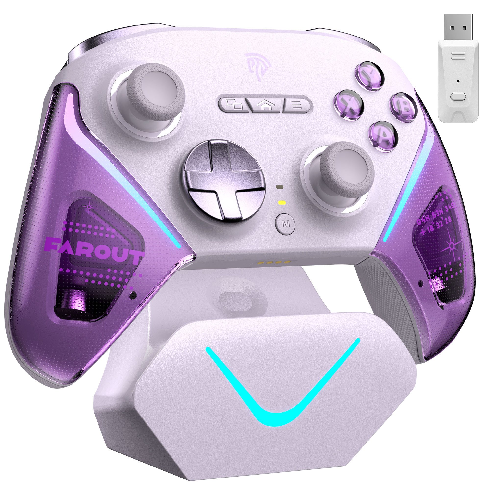 ANYSUN D10 Controller PC mit Ladestation, Controller PC Wireless Gaming-Controller (mit TMR Joystick & 2 in 1 Trigger, Wireless-Bluetooth-Gamepad, 1000Hz Polling Controller mit RGB für PC/Switch/Handy)