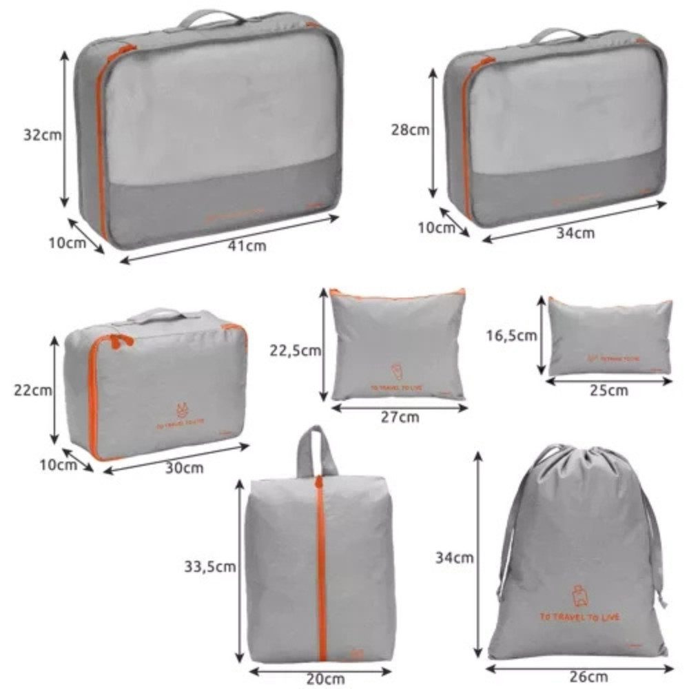 Trizand Kofferorganizer Reiseorganizer Aufbewahrungstaschen (Spar-Set, 7-tlg., platzsparend praktisch), mit geräumigem Hauptfach – Bild 5 von 5