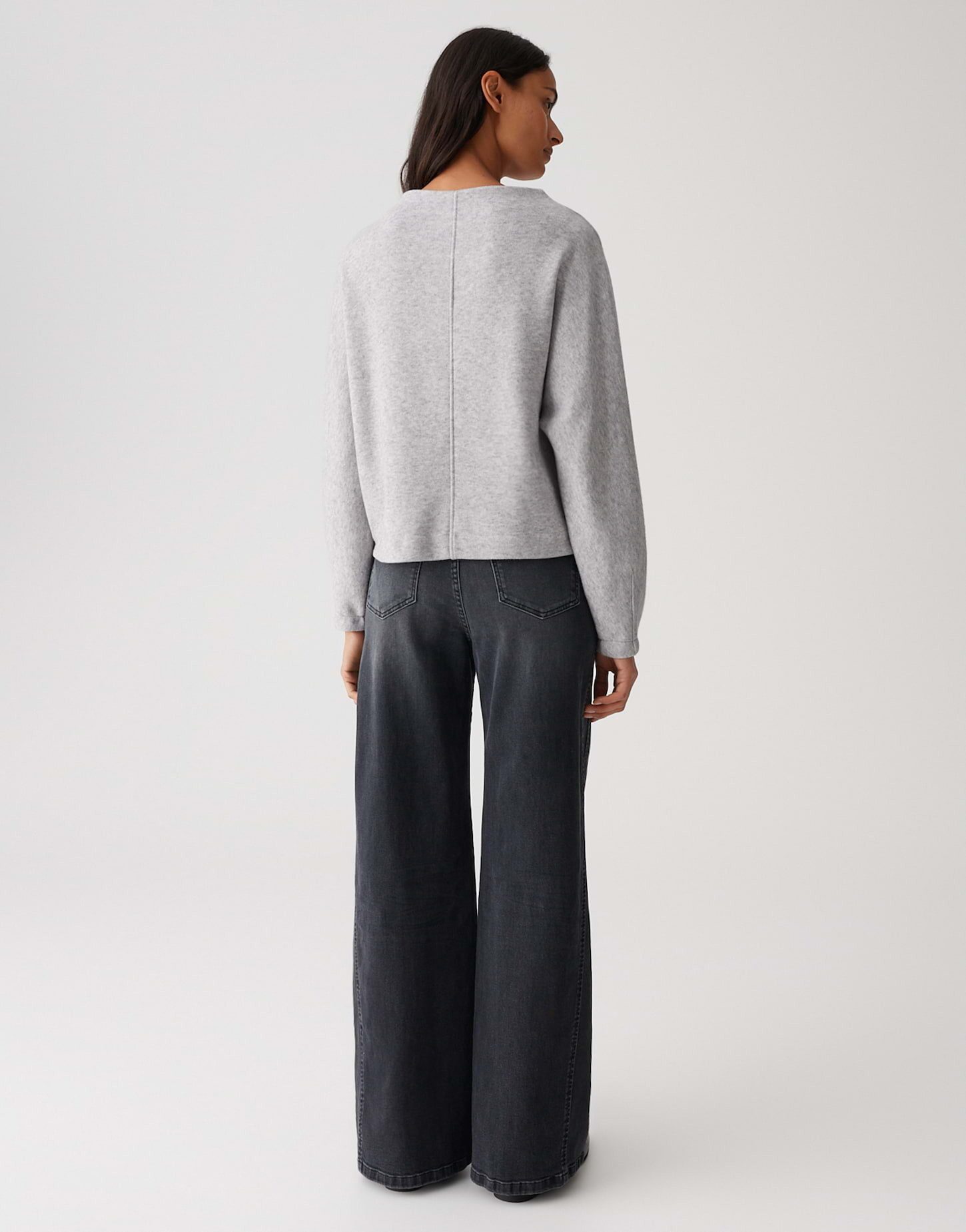 OPUS Sweatshirt GONNIK mit leichten Ballonärmeln leicht verkürzt geschnitten, aufgesetzte Taschen vorne