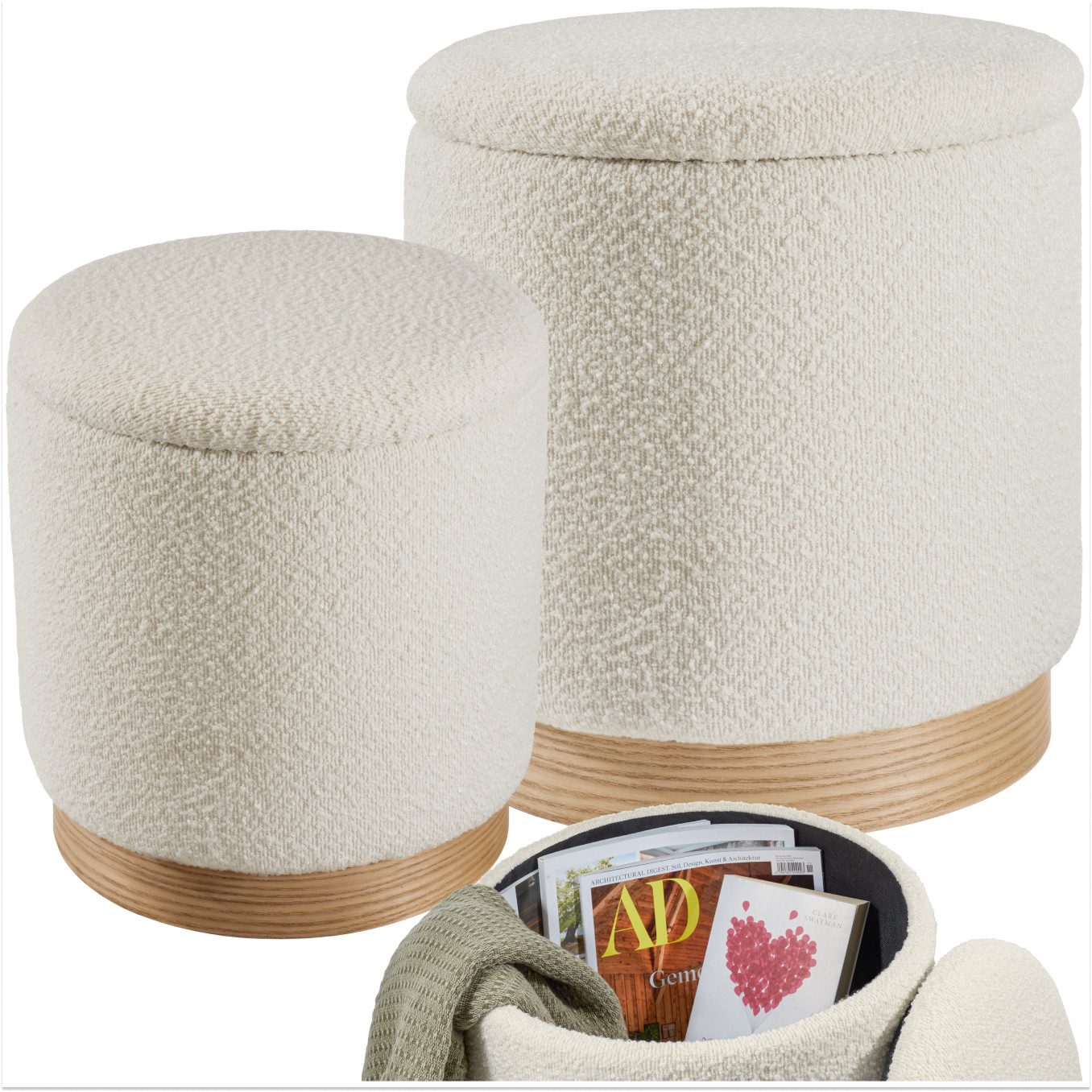 tectake Sitzhocker 2er Set Sitzhocker mit günstig online kaufen