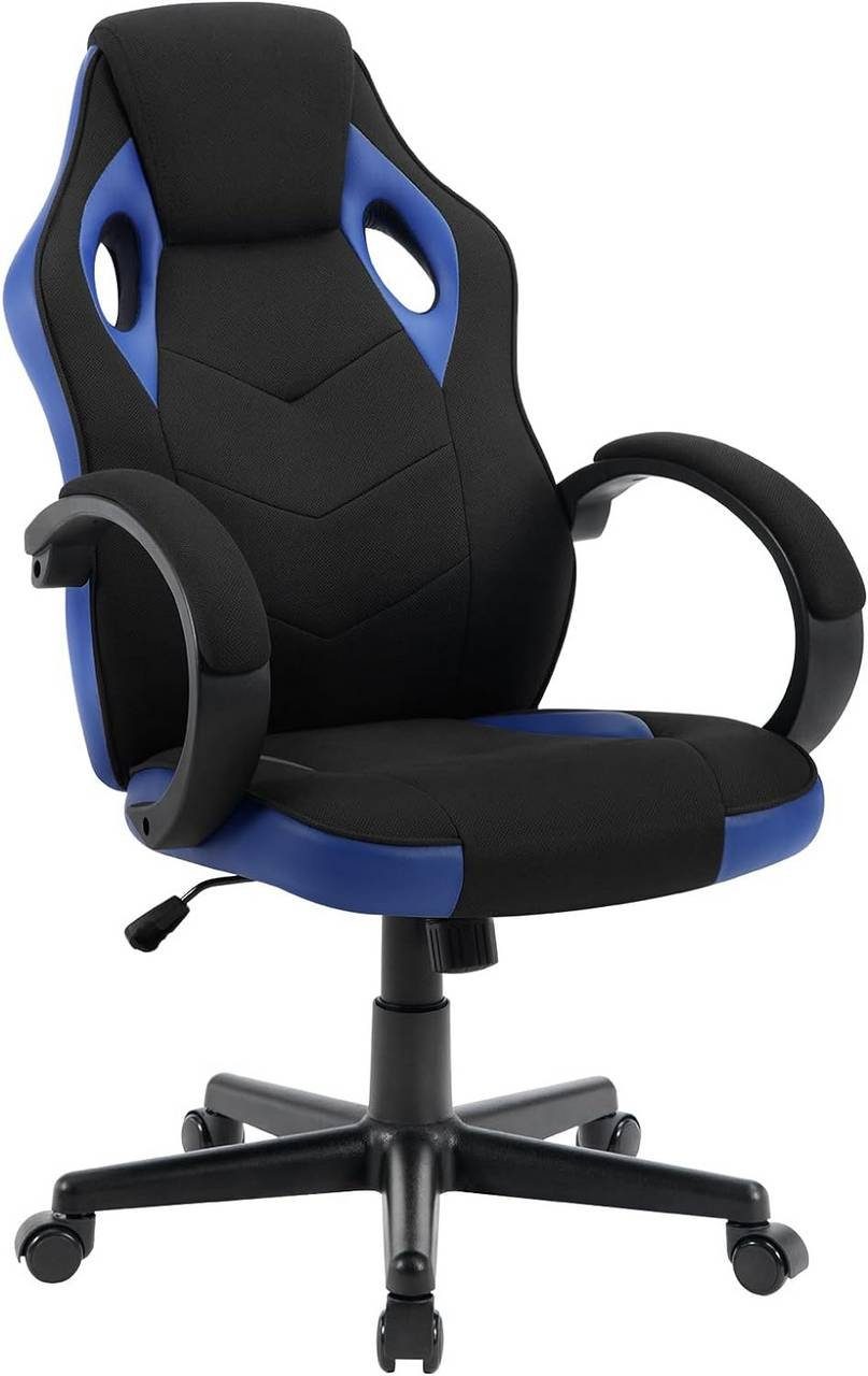 Woltu Gaming-Stuhl (1 St), Bürostuhl, drehbar ergonomisch höhenverstellbar Blau+Schwarz