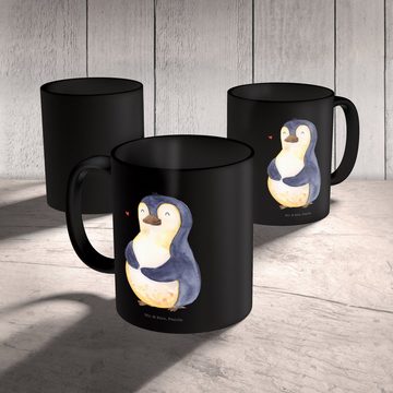 Mr. & Mrs. Panda Tasse Pinguin Diät - Schwarz - Geschenk, Kaffeetasse, Porzellantasse, Keram, Keramik Schwarz, Brillante Bedruckung