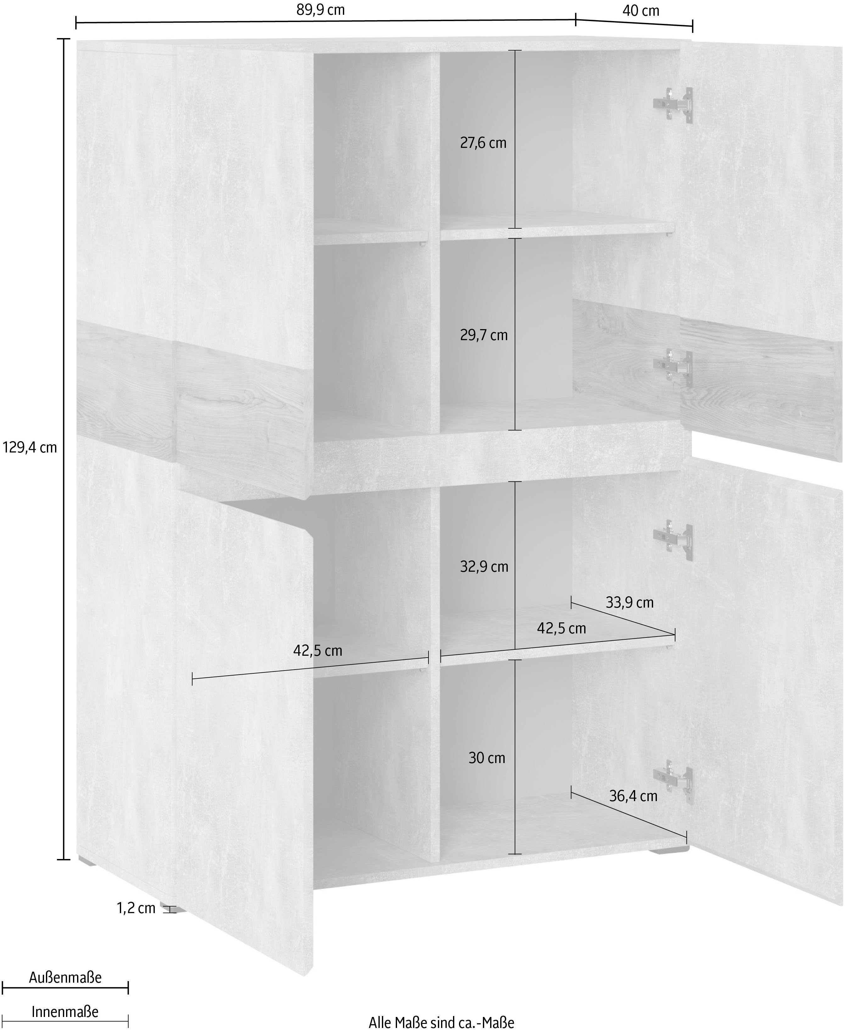 Home affaire Highboard Rimini, Höhe 129 cm