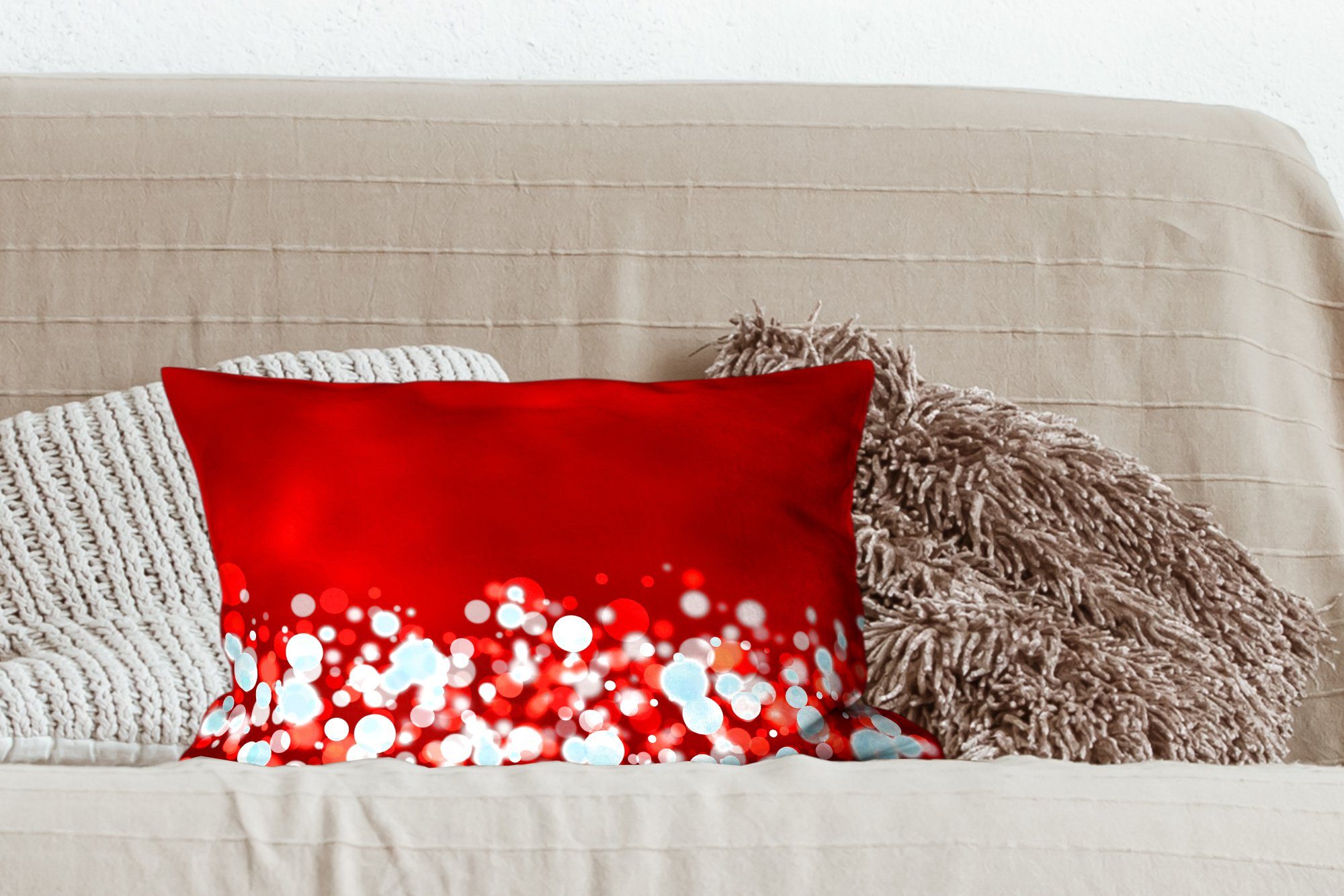 Schlafzimmer Wohzimmer MuchoWow Licht, Füllung, Zierkissen, Dekokissen Dekoration, Rot mit abstrakt - Dekokissen Design - -