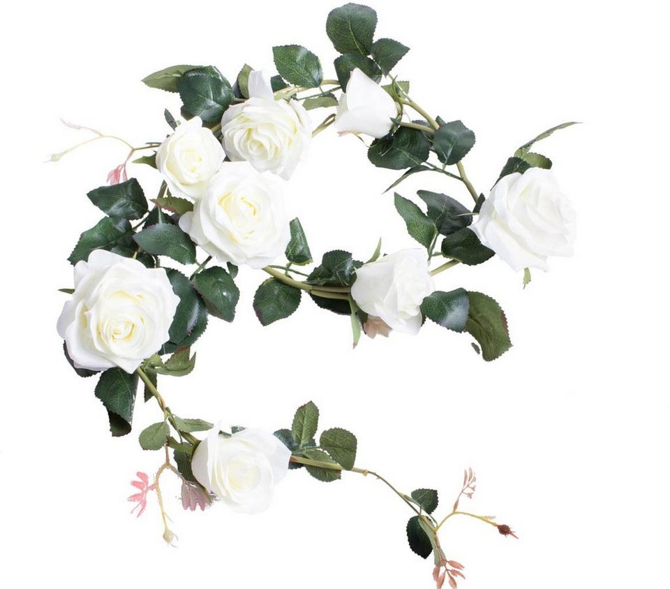 Rosengirlande Dijon Kunstpflanze 10 Rose, Höhe Naturgetreue cm, Botanic-Haus, Kunstblume