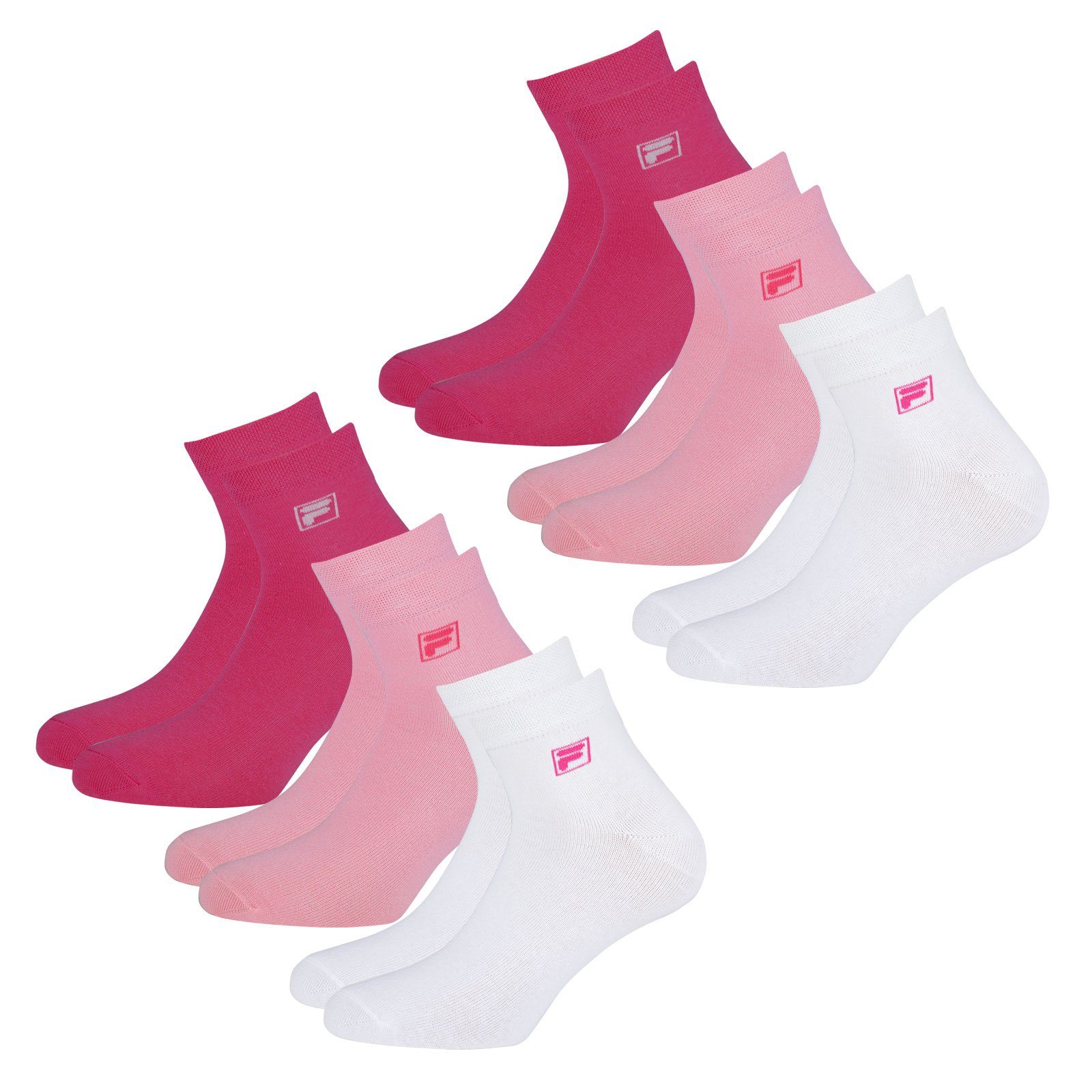 Fila Sportsocken Quarter Socken (6-Paar) Piquebund elastischem mit pink panther 806