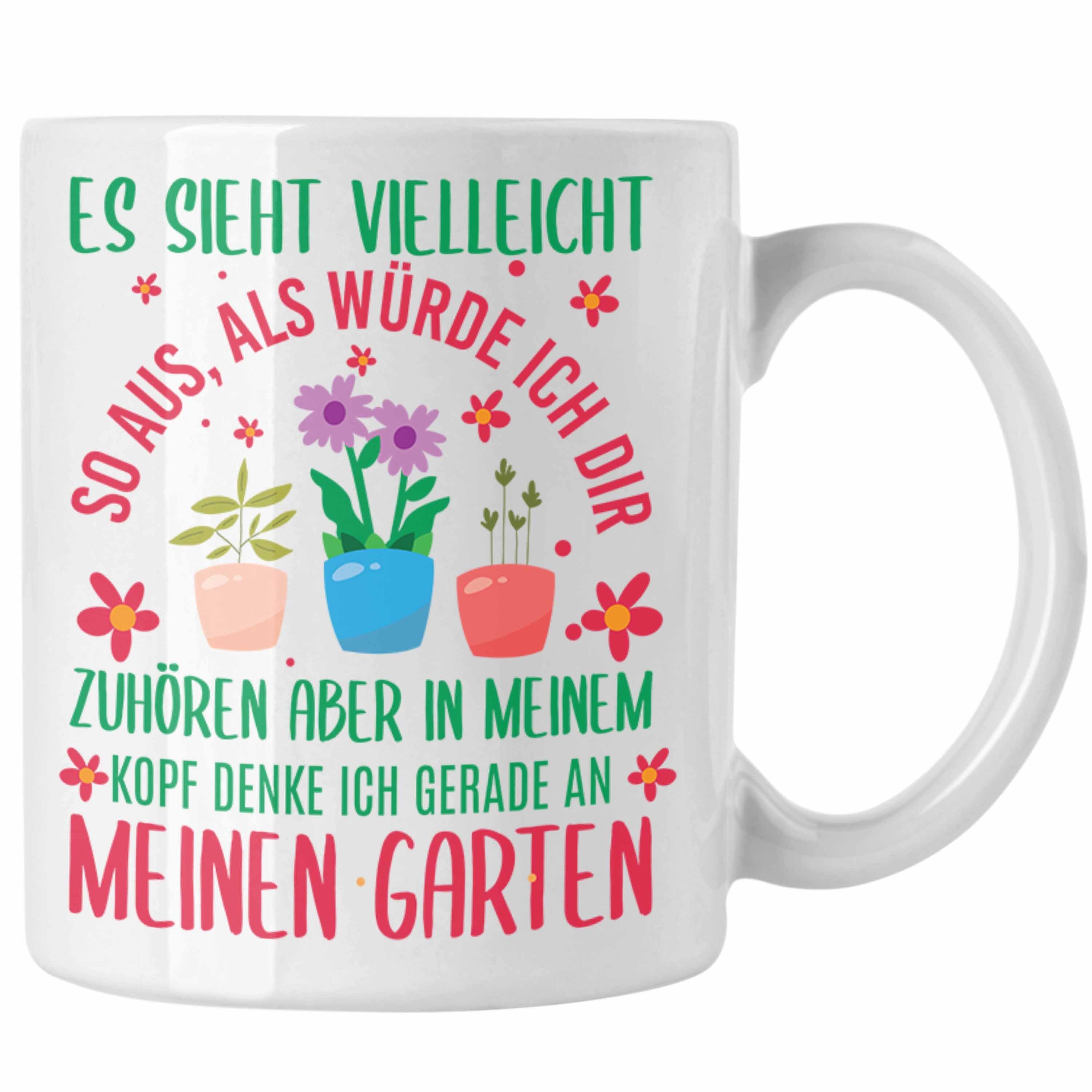 Trendation Tasse Geschenkidee mit Spruch Hobbygärtnerin Weiss Gärtnerin - Garten Trendation Tasse Geschenk für Gärtner