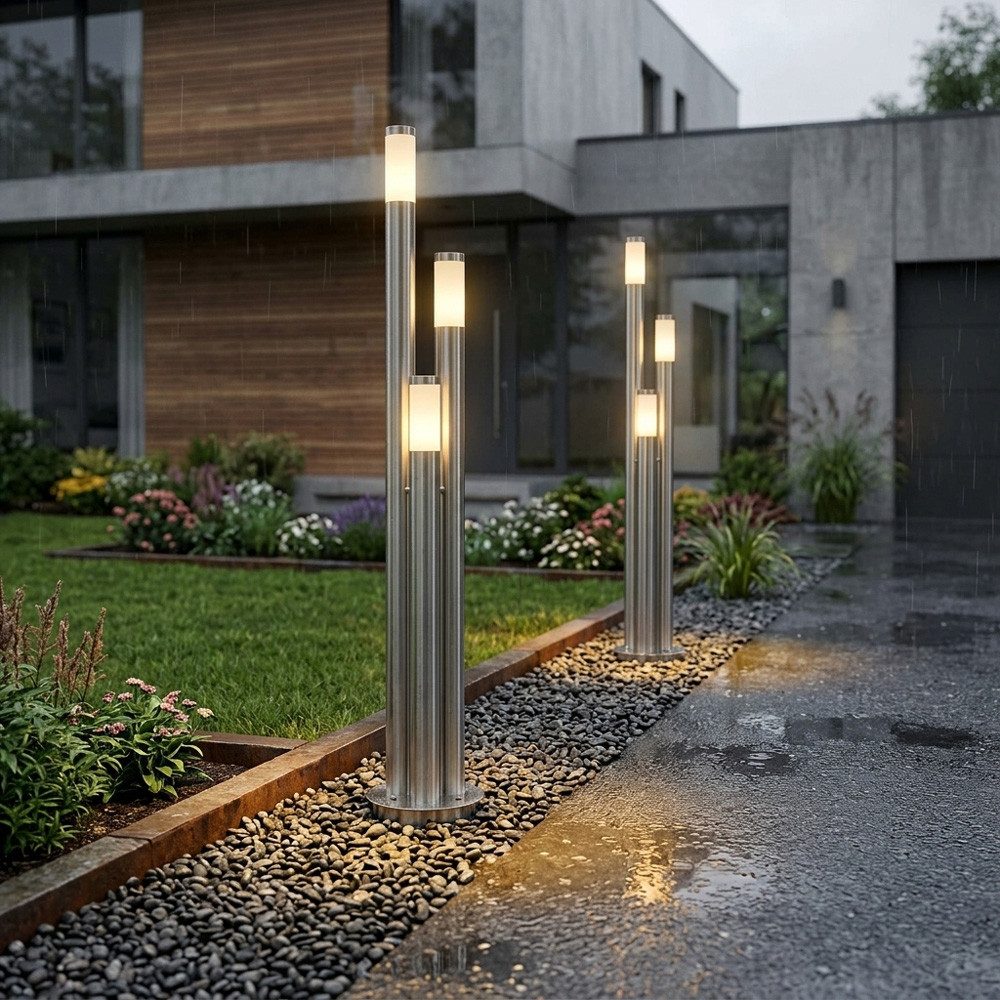 GLOBO LIGHTING LED Außen-Stehlampe, Leuchtmittel inklusive, Warmweiß, Wegeleuchten Außen Edelstahl LED Stehleuchte Außen groß – Bild 5 von 5